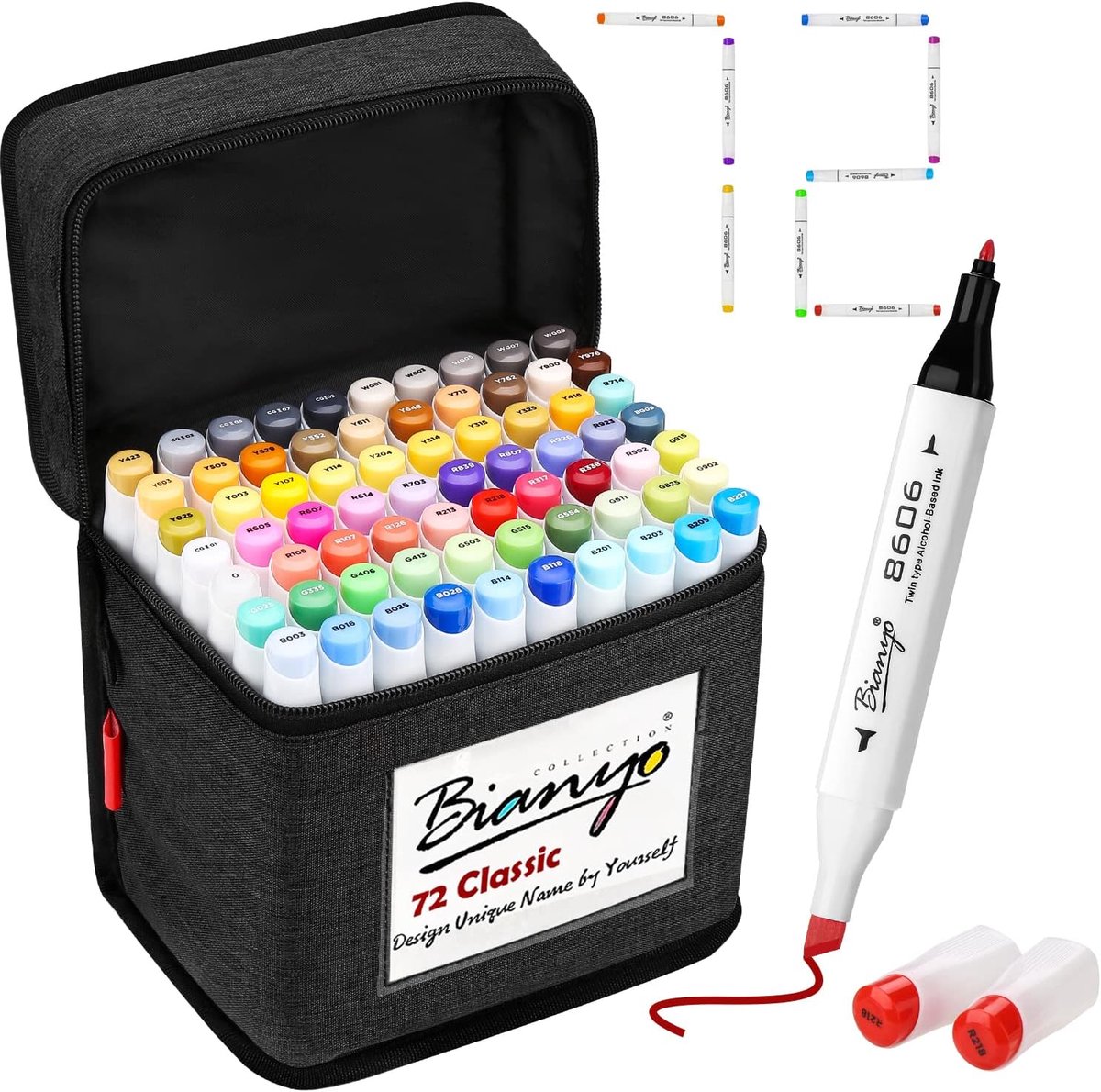 SnelShoppen - Alcohol markers dubbelzijdig - 72 kleuren set met fine tip & chisel tip - Ideaal voor school, hobby, illustraties en creatieve projecten