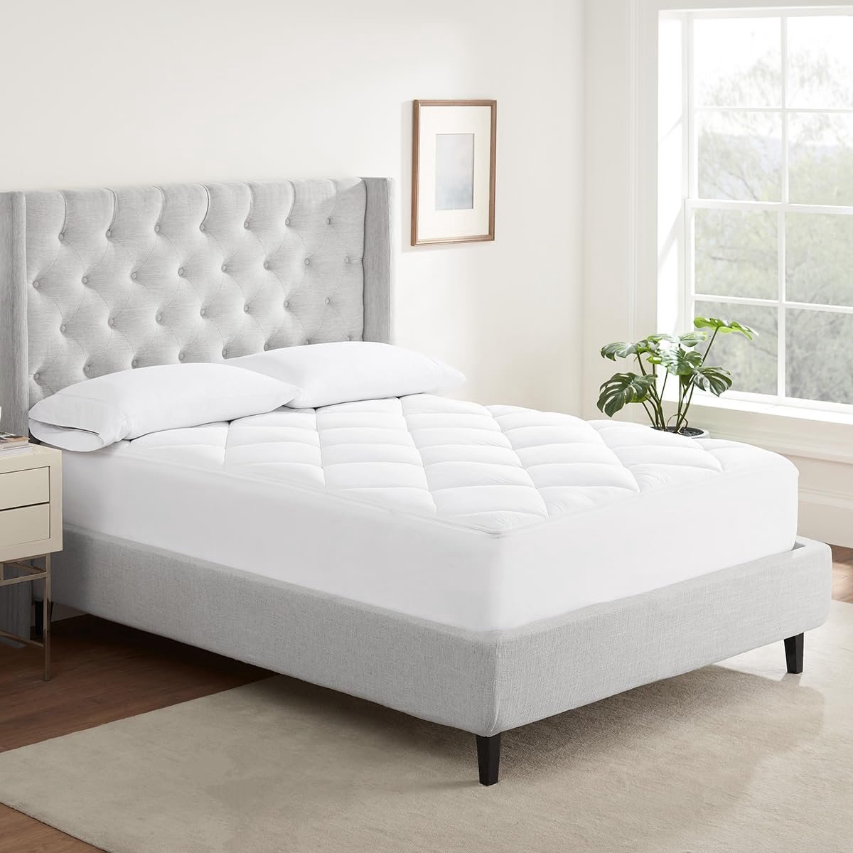 SnelShoppen - Extra Comfort Fitted Mattress Cover King 100% Katoen Sateen Koel, Geur- en Vlekbescherming, Ondersteuning voor Diepe Slaap, Wit