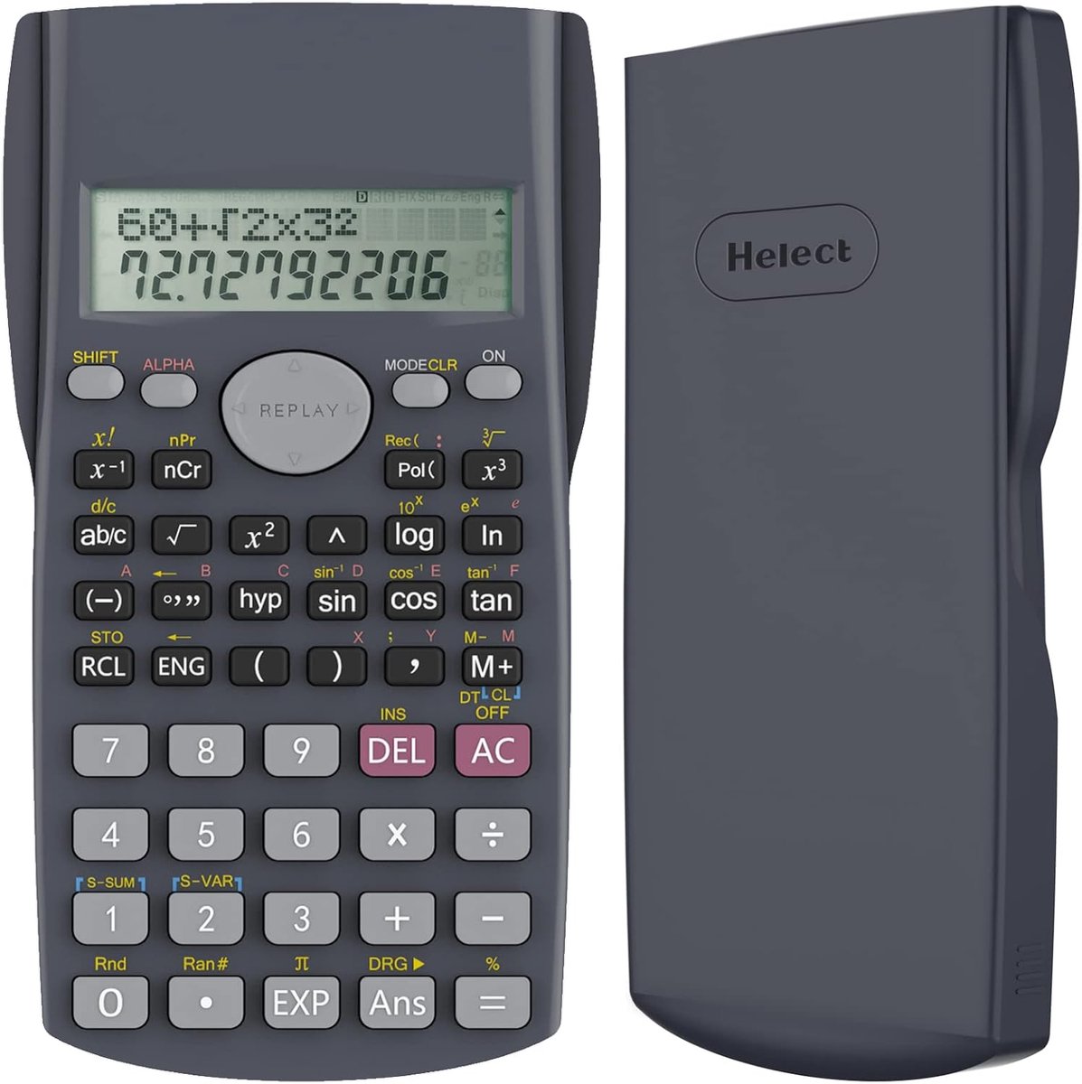 Thijox - Helect Engineering Wetenschappelijke Calculator met 2 Regels, Zwart, Kunststof, Ideaal voor School, Studenten en Professionals, Afmetingen 15