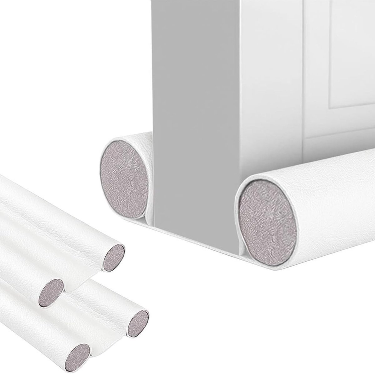 SnelShoppen - 2x Dubbele Tochtstrip Onderdeur voor Deuren en Ramen, Faux Leer, Verstelbaar 32-94 cm, Geluidsisolatie, Warmte/Koude Bespaar, Winddicht,