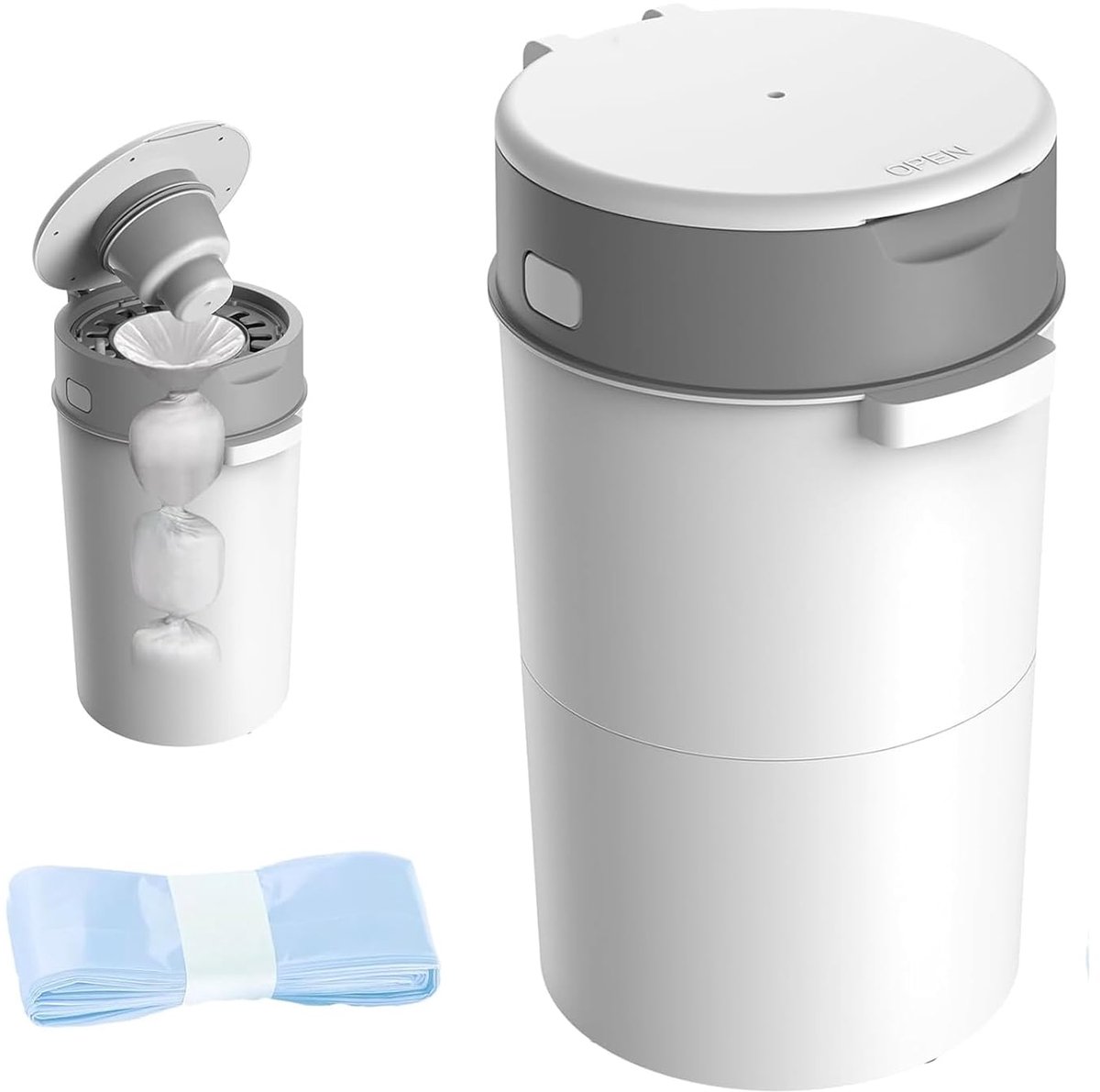 SnelShoppen - Geurdichte Luieremmer 13 Liter - Handsfree Luiercontainer voor Babykamer - Hygiënische Luierafvalbak met Draaisluitingssysteem - Geen Du
