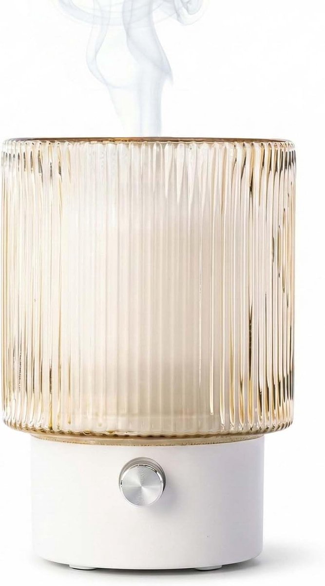 SnelShoppen - Ultrasonic Aroma Diffuser 100ML in Handgemaakt Glas met LED Licht, Luchtbevochtiger voor Thuis, Kantoor, Yoga en Spa