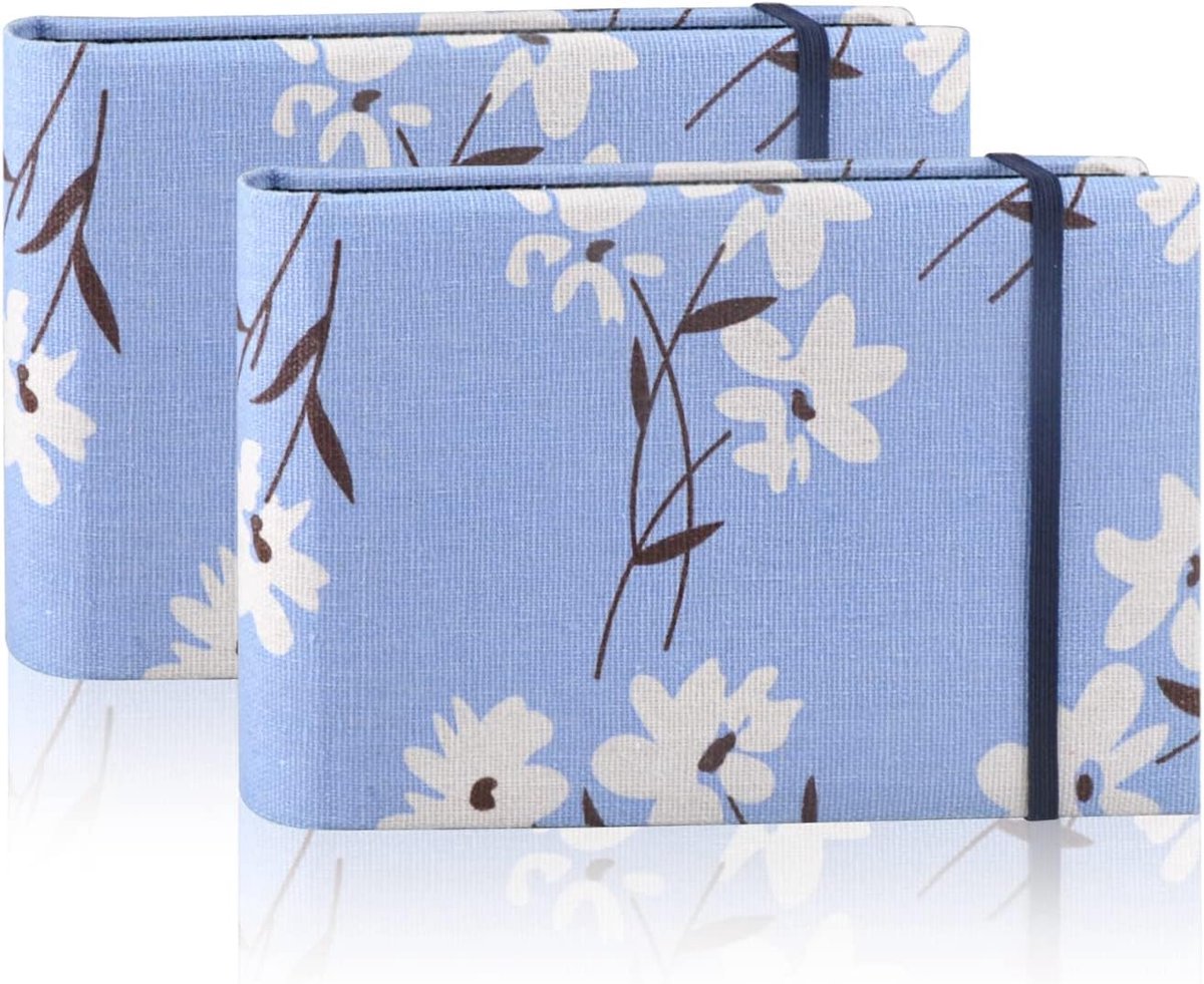 SnelShoppen - 2 Stuks Kleine Fotoalbums 6x4 Inch Slip In voor 200 Foto's, Mini Flip Foto Boek met Zachte Linnen Cover voor Baby, Bruiloft, Vakantie, F