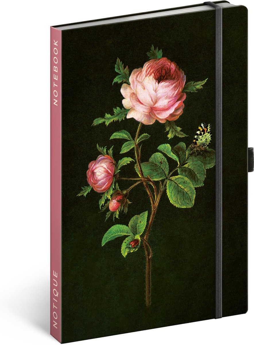 SnelShoppen - Notitieboek A5 Gestippeld met Elastiek - Designer Hardcover Notitieblok - 172 Pagina's - Dagboek voor Volwassenen - Artisanale Rozen