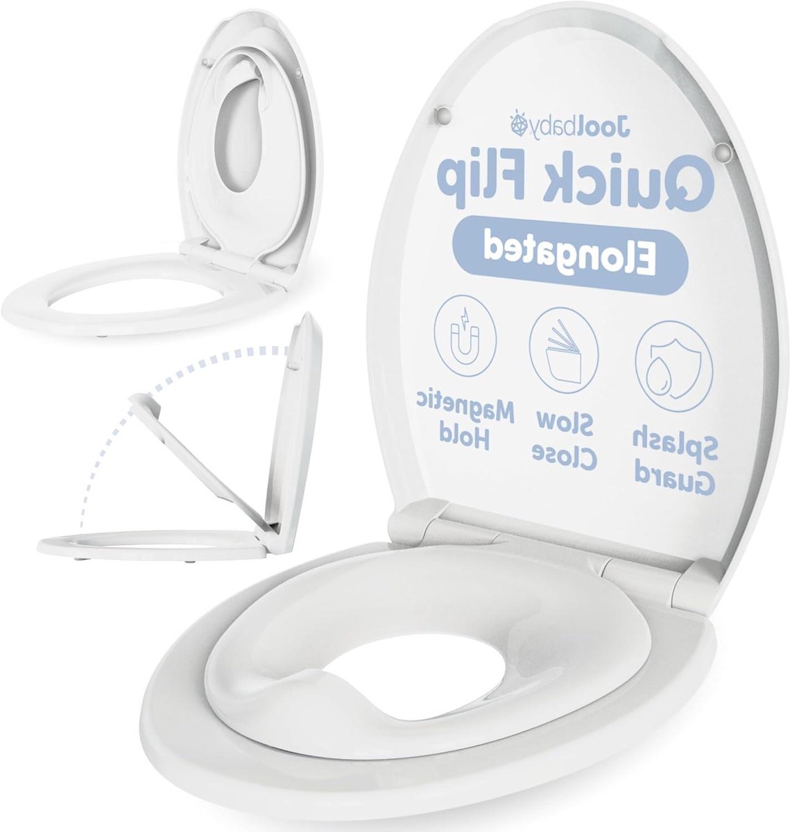 Toiletbril met potje - Peuter trainer - Zindelijkheidstraining - Ingebouwde spatbescherming - Langwerpig model - Wit