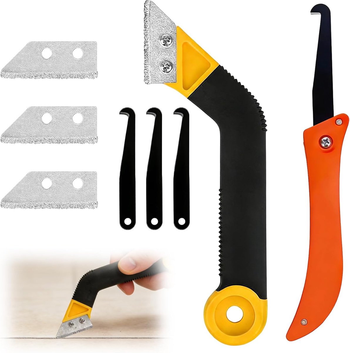 SnelShoppen - Grout Scraper Tiles, Professionele Angled Grout Cleaner met 8 Vervangbare Snijders voor Badkamer, Keuken en Bouw, Tungsten Carbide Blade