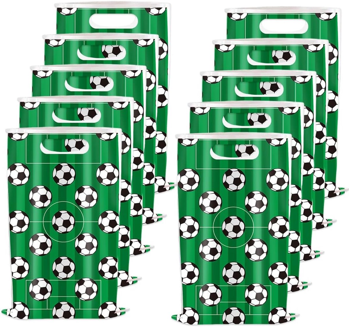 SnelShoppen - 10 Pcs Voetbal Cadeautassen voor Kinderfeestjes, Papieren Tassen voor Thema Feesten, Verjaardag Versieringen, Wereldkampioenschap 2026