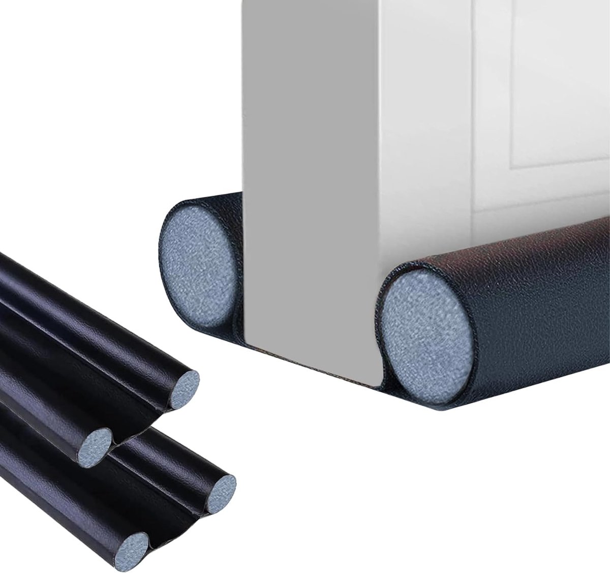 SnelShoppen - 2x Dubbele Dichtstrip voor Deuren en Ramen - Faux Leer - Verstelbaar 32-94 cm - Geluidsisolatie, Warmte/Koude Bescherming, Wind- en Stof