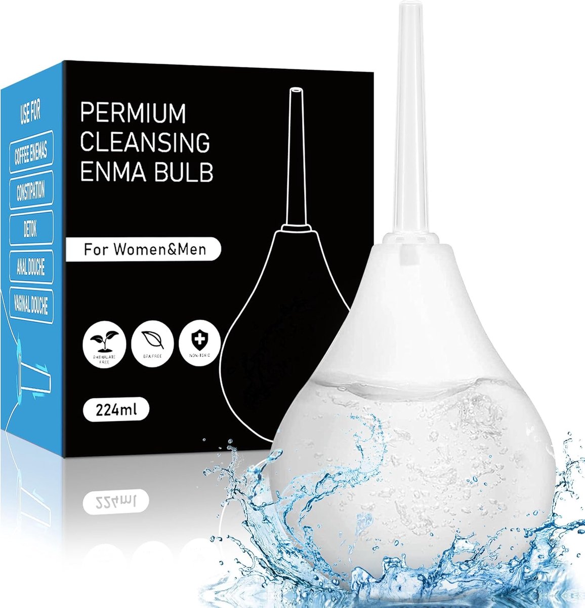 SnelShoppen - Enema Bowel Cleansing Kit 224ML - Butt Shower Irrigator voor Intieme Reiniging - Ergonomisch Design, Veilig PVC, Voor Mannen en Vrouwen