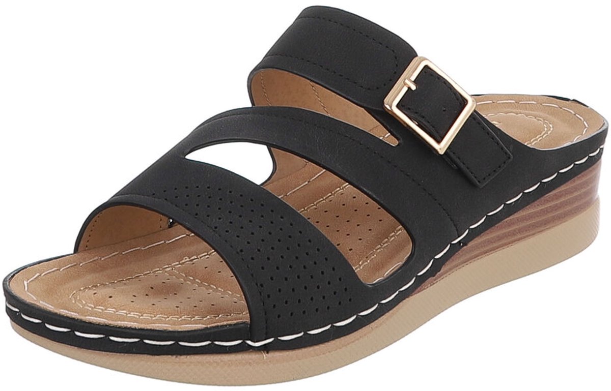 Sandalen met gesp en sleehak - dames Mt:40