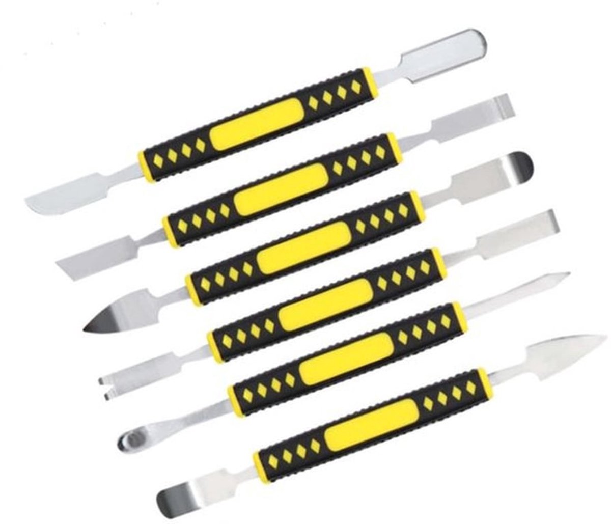 Metalen Koevoet 6-delige Set - Compacte Structuur - 15 cm - Reparatieset voor Elektronica - Voor Telefoons en Computers
