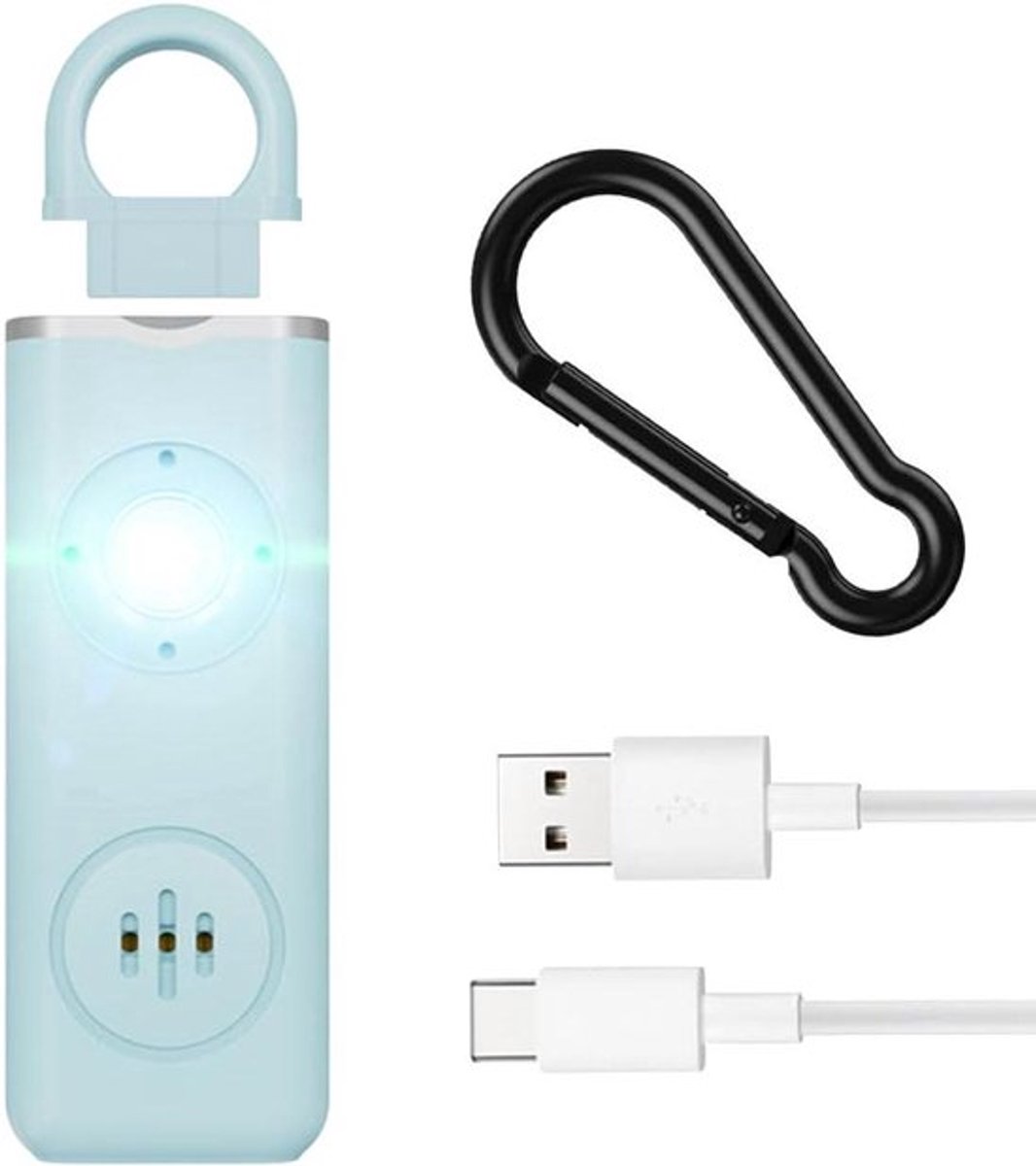 persoonlijk alarm met stroboscoop LED-flitslicht 130 dB paniekalarm blauw voor zelfverdediging - noodalarm hele gezin .