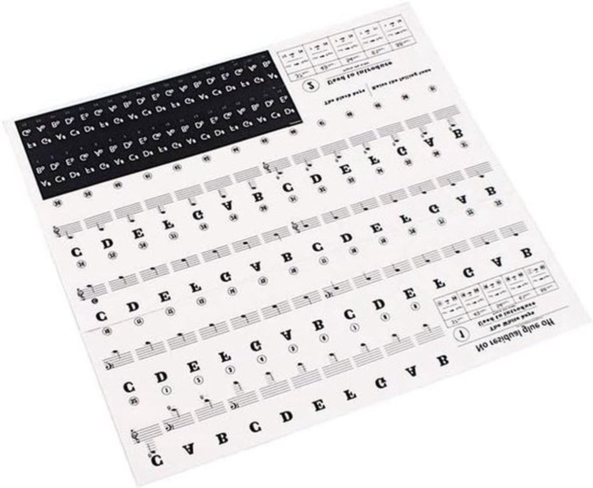- Pianosticker - Transparant - Toetsenbord Sticker - Elektronisch - Toetsen - Piano - Staven - Notitie - Sticker - Geschikt voor - 88/61/54/49/37 Keyboard - 88 Toetsen - Piano Toetsen