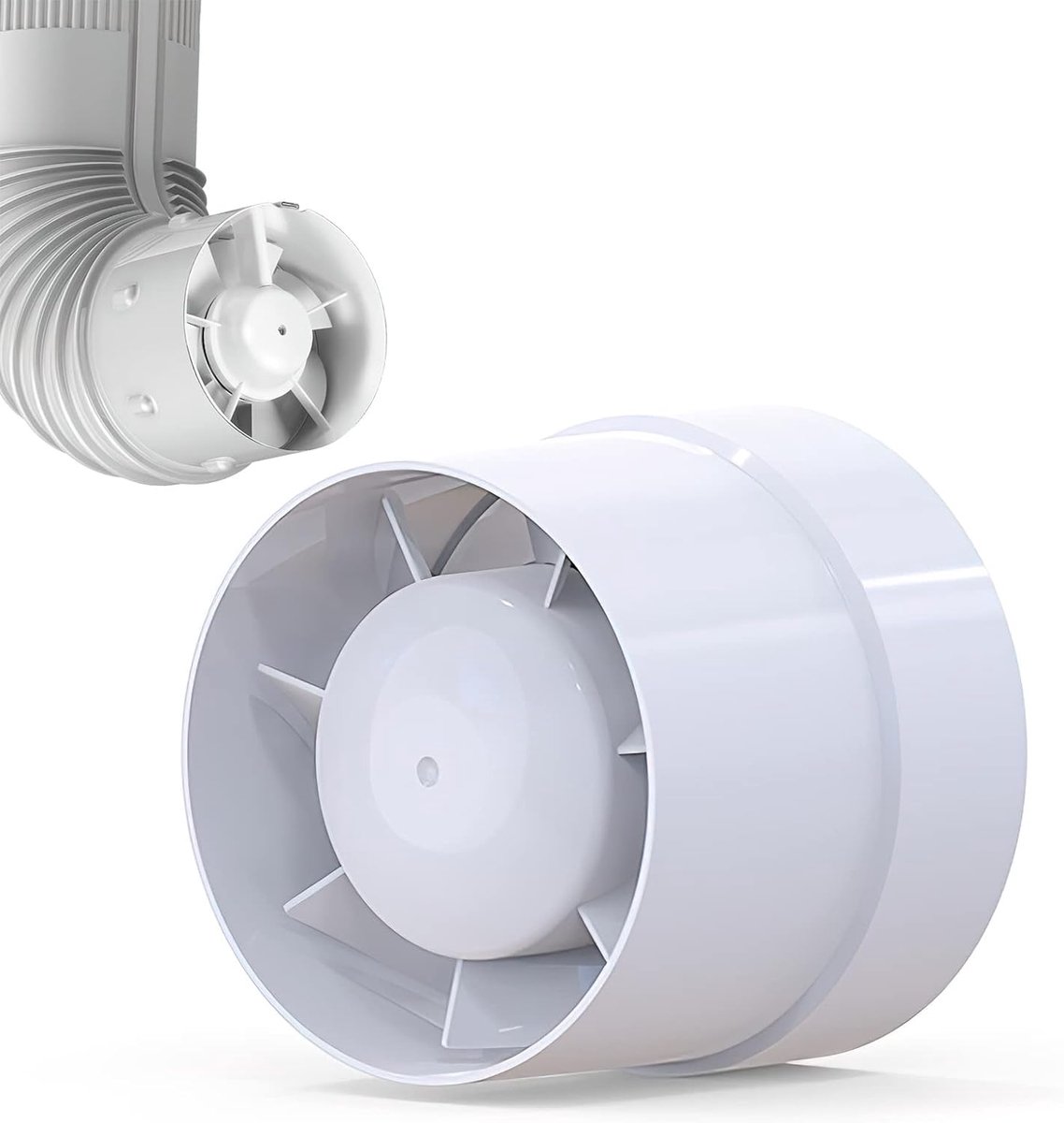 SnelShoppen - Pipe Fan 100 mm/150 mm, Rookafzuiger, Duct Fan, 130 m³-320 m³/h, Stille Inline Ventilator voor Thuis, Keuken, Toilet, Zolder, Kas