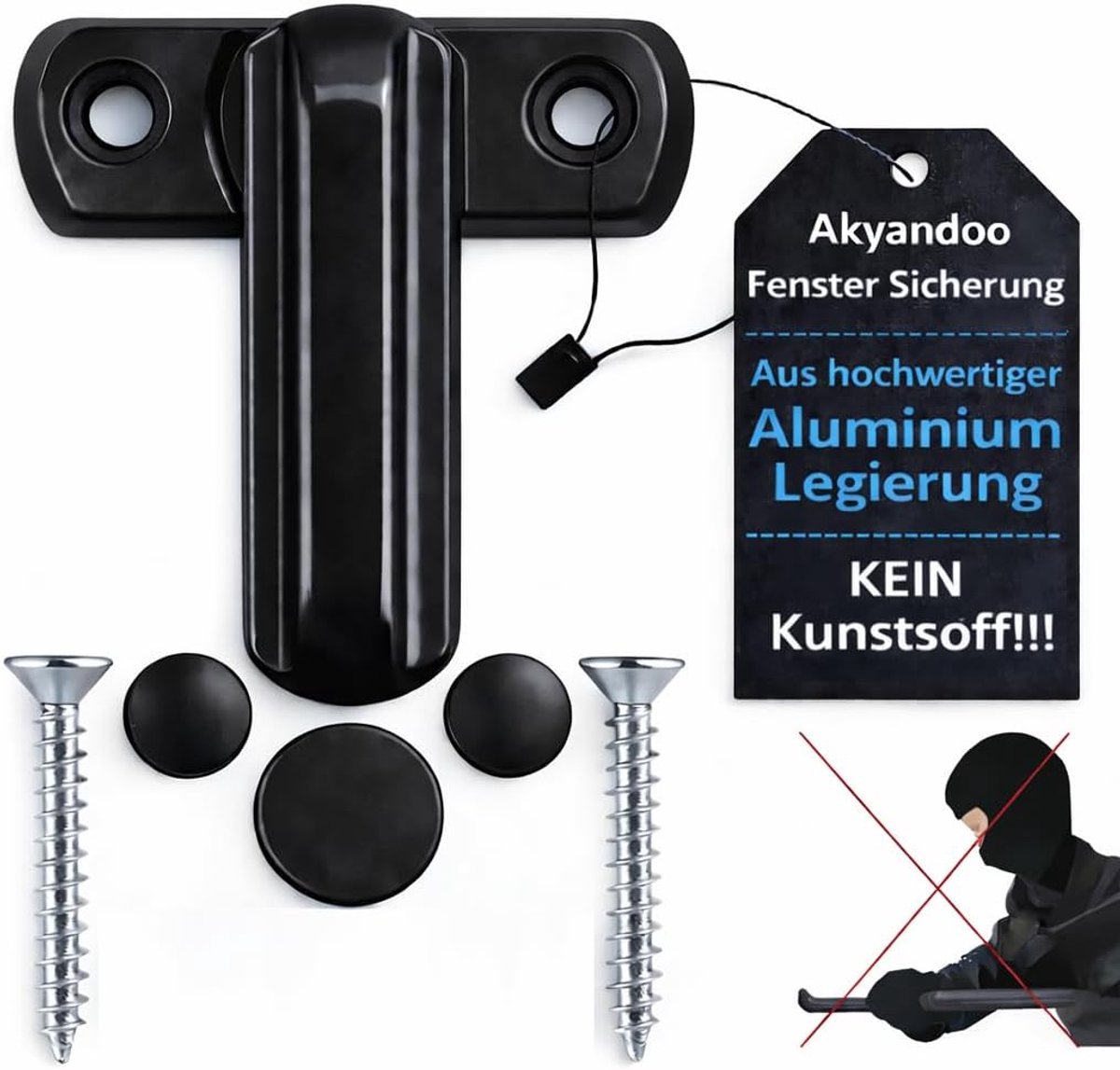 SnelShoppen - Window Protection, Raamslot, Inbraakbeveiliging, Kinderbeveiliging, 3x Raambeveiliging, Zwart, Discreet Ontwerp, Makkelijk Te Monteren