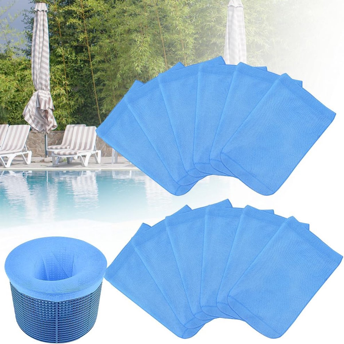 SnelShoppen - 12x Pool Skimmer Sokken - Nylon Filter Sokken voor Zwembad - Efficiënte Bescherming voor Boven Grond Zwembaden - Ultra-Fijn Materiaal -