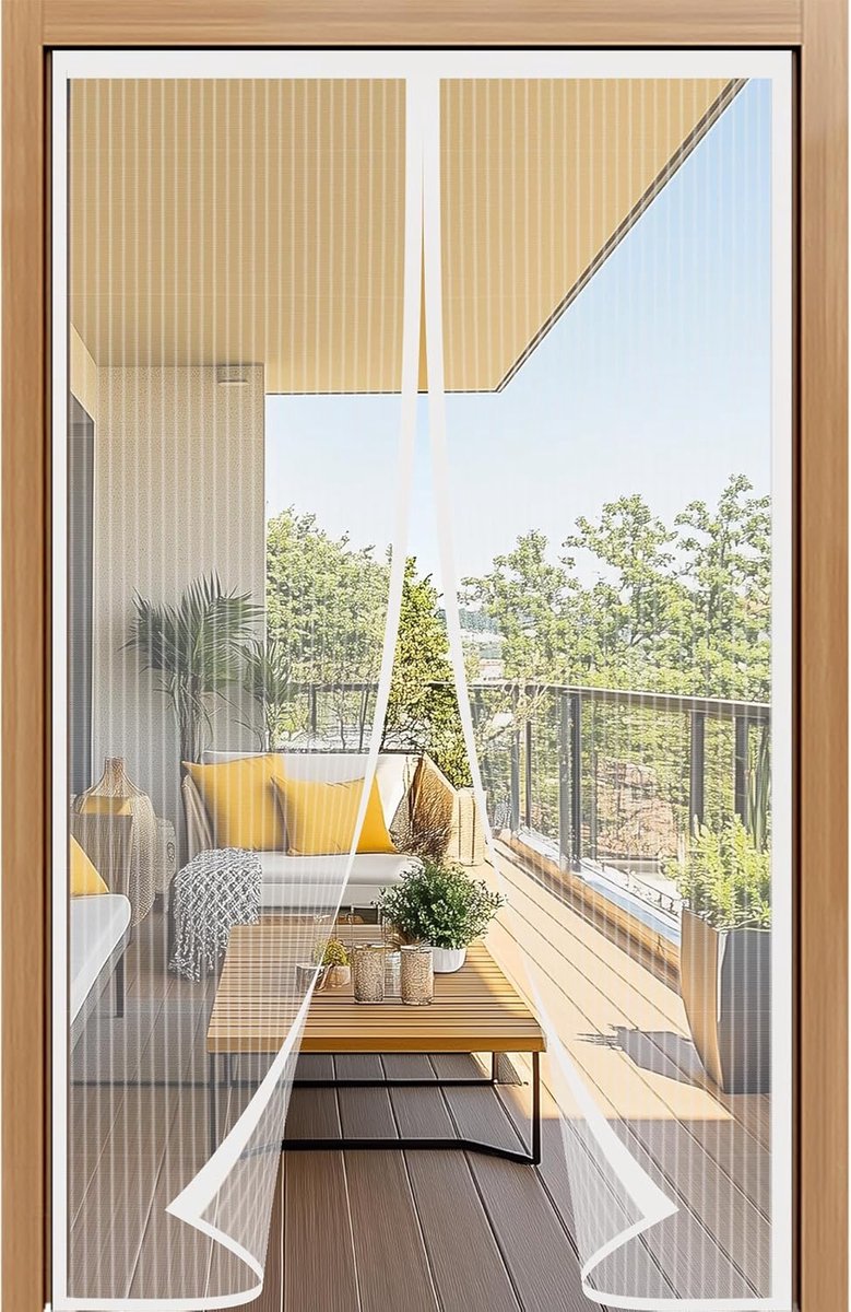 SnelShoppen - Vliegenraam voor Balkondeur 90x210 cm | Magnetische Insectenbescherming, Geen Boren, Eenvoudige Zelfklevende Montage | Ideaal voor Balko