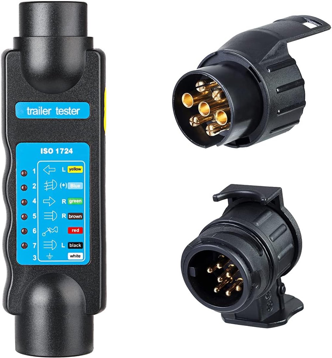 SnelShoppen - 7 Polige Trailer Stekker Tester met 7-13/13-7 Adapter, 12V Diagnosetools voor Caravan, RV, Auto, Truck en Tractor
