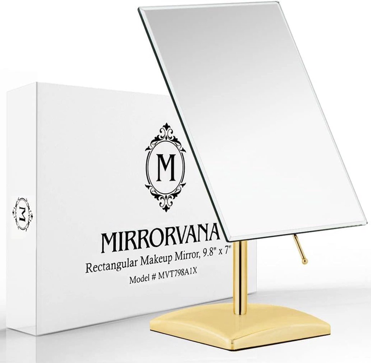 SnelShoppen - Gouden Grote Vrijstaande Spiegel voor Badkamer, Kaptafel en Make-upset - Klassieke Gezichtsspiegel 25 x 18 cm - Perfect voor Make-up en