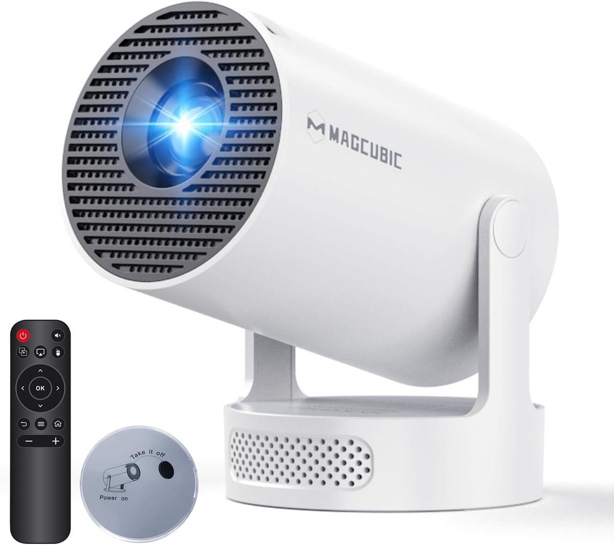 SnelShoppen - Mini Projector 4K Home Cinema met WiFi 6, Bluetooth 5.4, 180° Rotatie, 200 ANSI Lumens, 100-inch Beeld, Keystone Correctie, Ideaal voor
