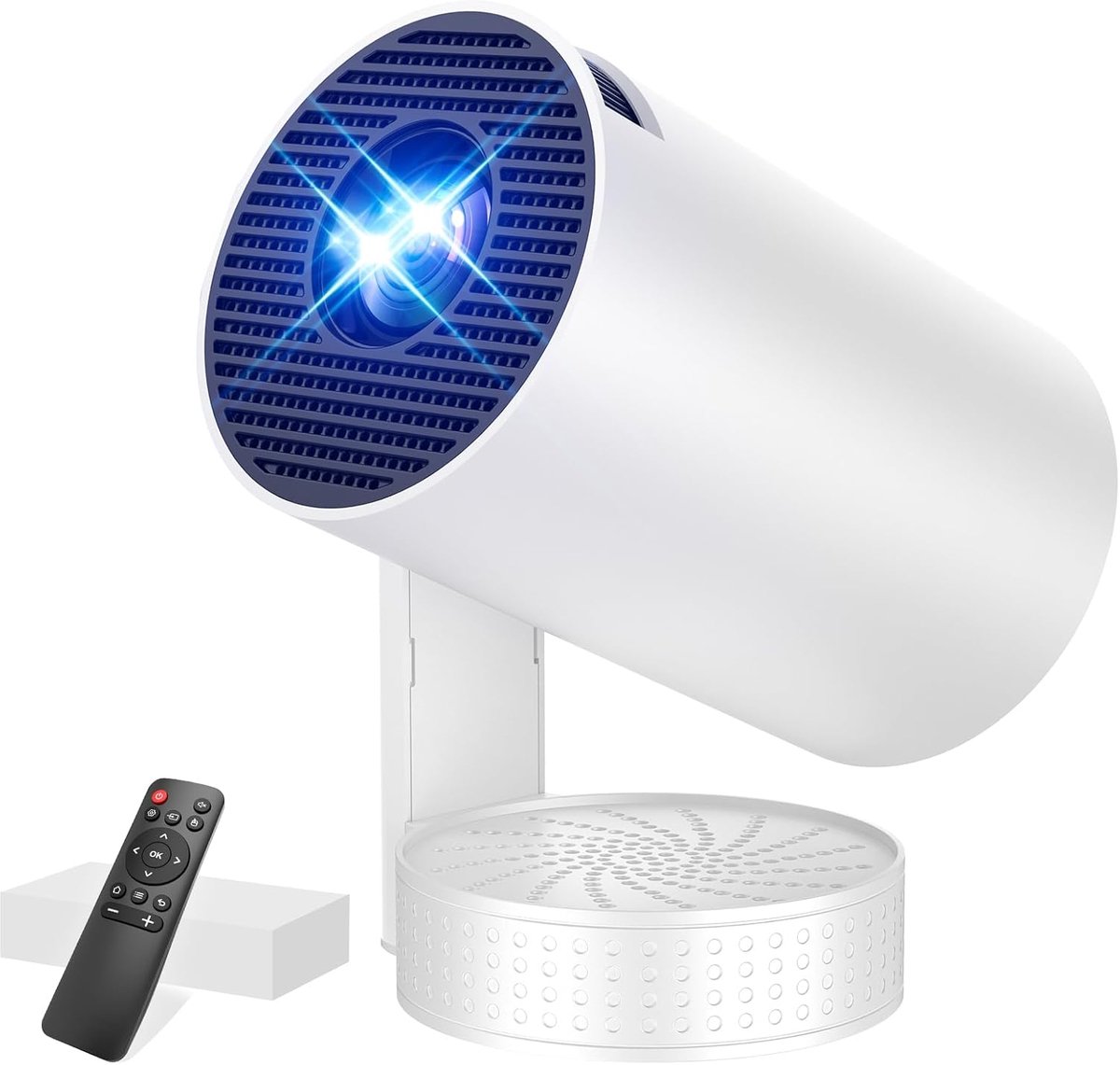 SnelShoppen - WiFi 6 Mini Projector met Bluetooth 5.4, 4K 1080P Draagbare Overhead Projector met Automatische Keystone Rotatie 270°, Geschikt voor HDM