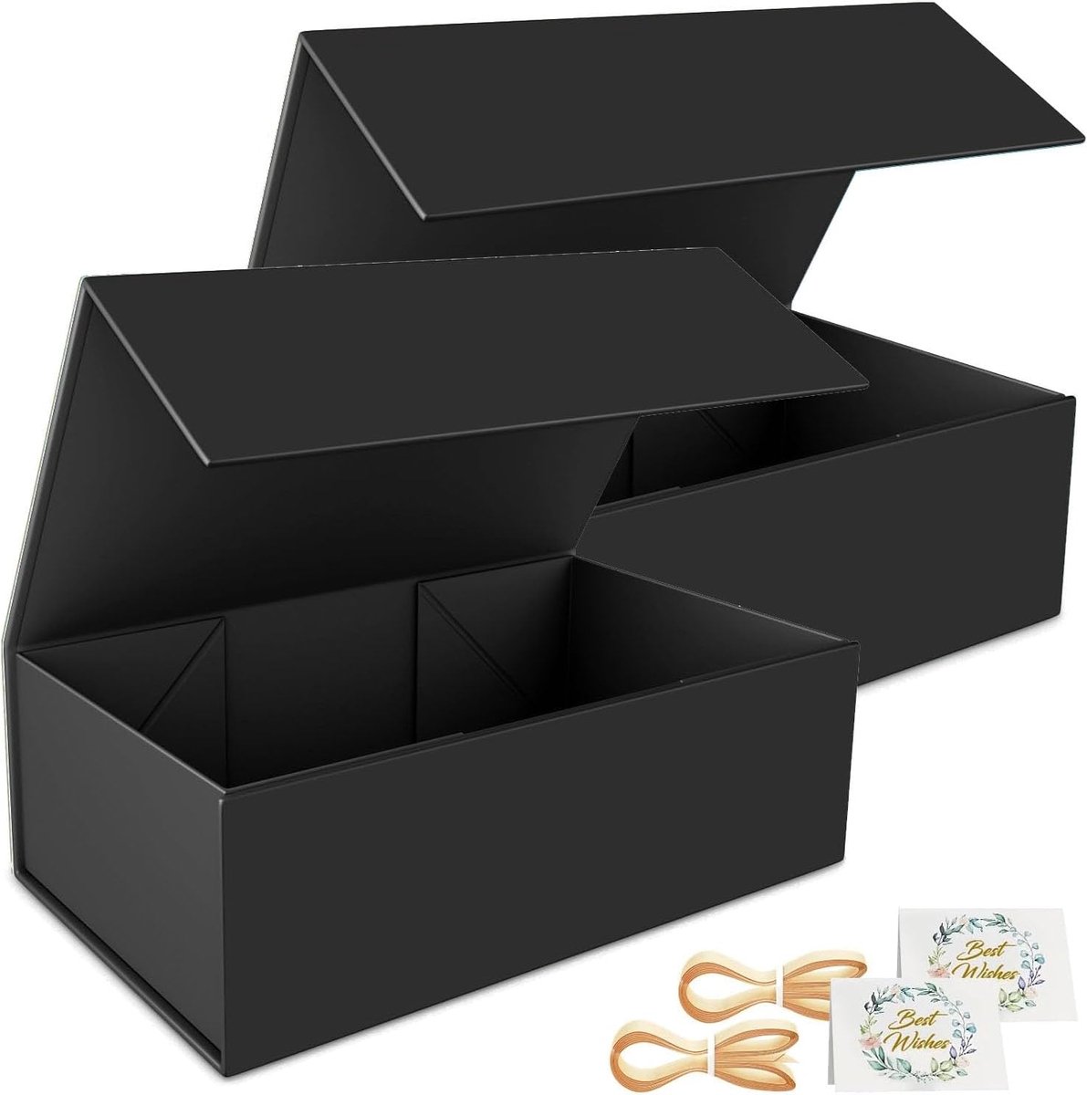 SnelShoppen - 2 Stuks Cadeau Dozen met Magnetische Sluiting, 9.5x6.9x3 Inch Vouwbare Geschenkdozen voor Bruidsjonker, Huwelijk, Kerst, Zwart
