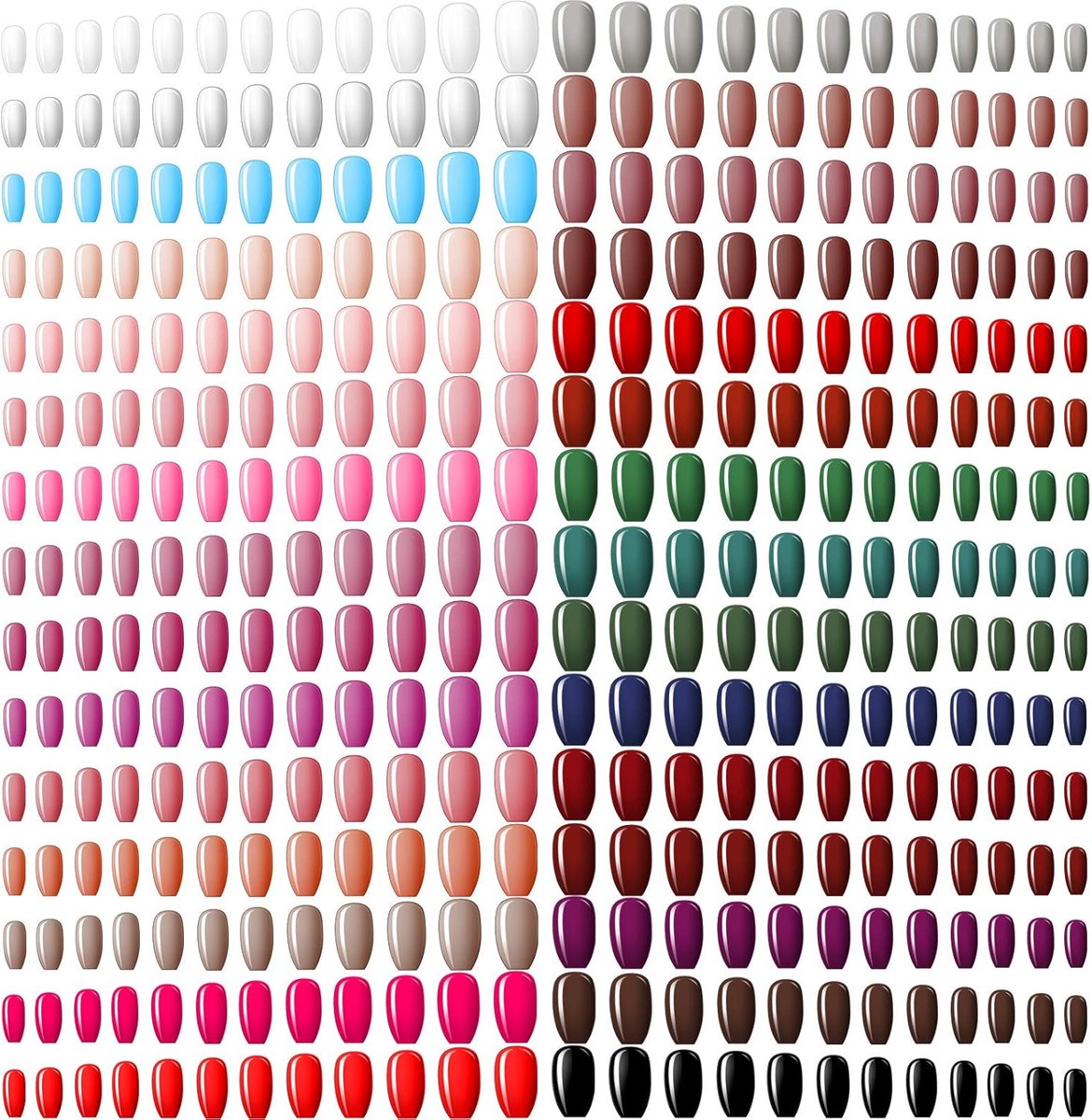 SnelShoppen - 720 Stuks Valse Nagels - 30 Sets Medium Vierkante Ballerina Coffin Kunstnagels - Effen Glanzende Nageltips Volledige Bedekking in Klassi