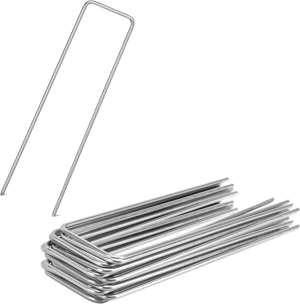 SnelShoppen - 20 x Stalen Grondankers, Roestvrij, 150 x 25 x 3 mm, Grondankers voor Tuin, Tent Haringen, Camping, Tuinbedekking, Stabiele Snail Fence,