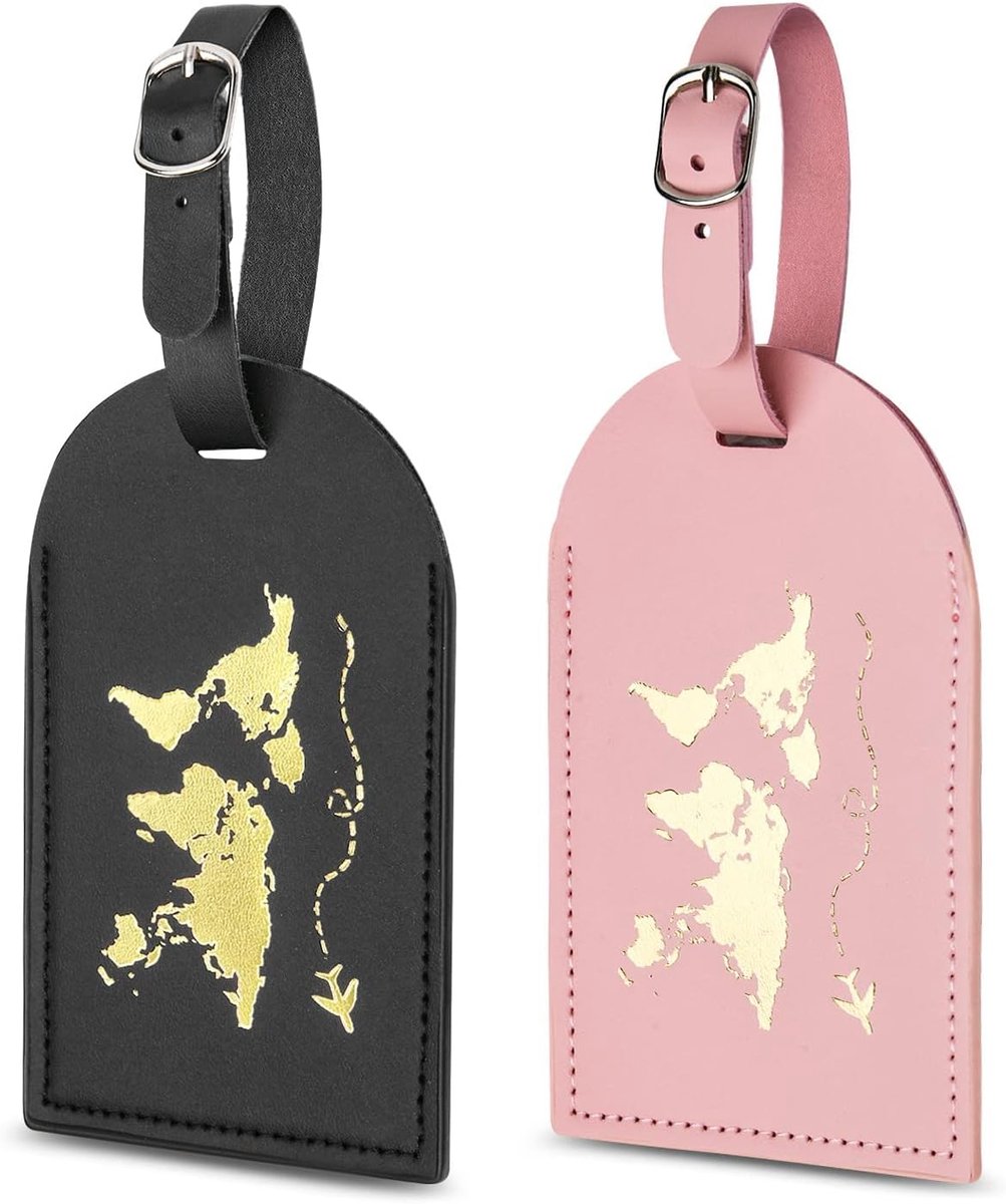 SnelShoppen - 2 Stuks Lederen Bagagetags voor Stellen, Reisaccessoires met Mr. & Mrs. Borduursel, Perfect als Trouwring Geschenken, Handbagage ID Tags