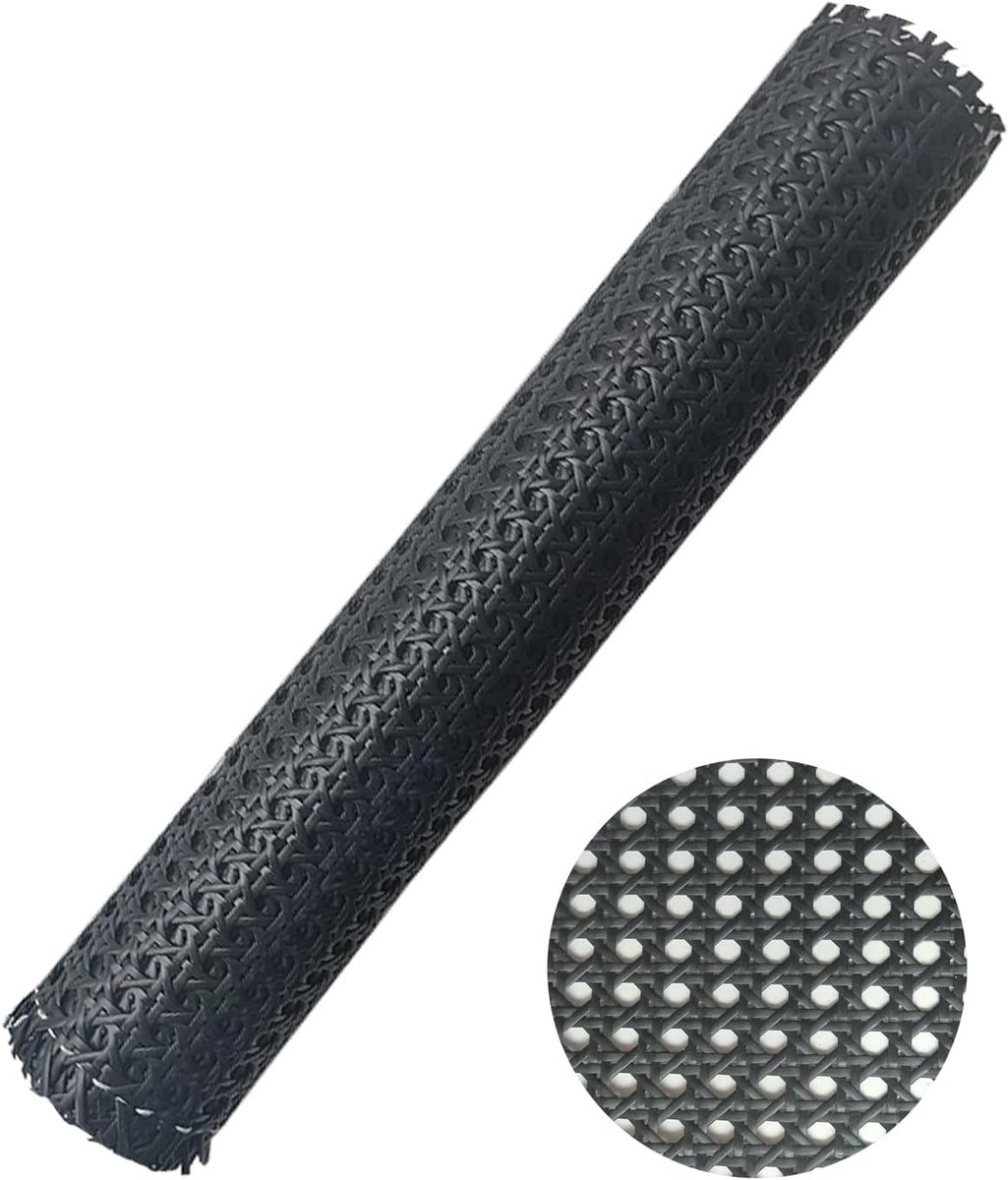 SnelShoppen - Zwart Rieten Rol 15.8" x 6.6ft - Decoratieve Rieten Rol voor Tuin, Feest, Campings, Creatieve Projecten, Meubelbekleding, DIY - Duurzaam