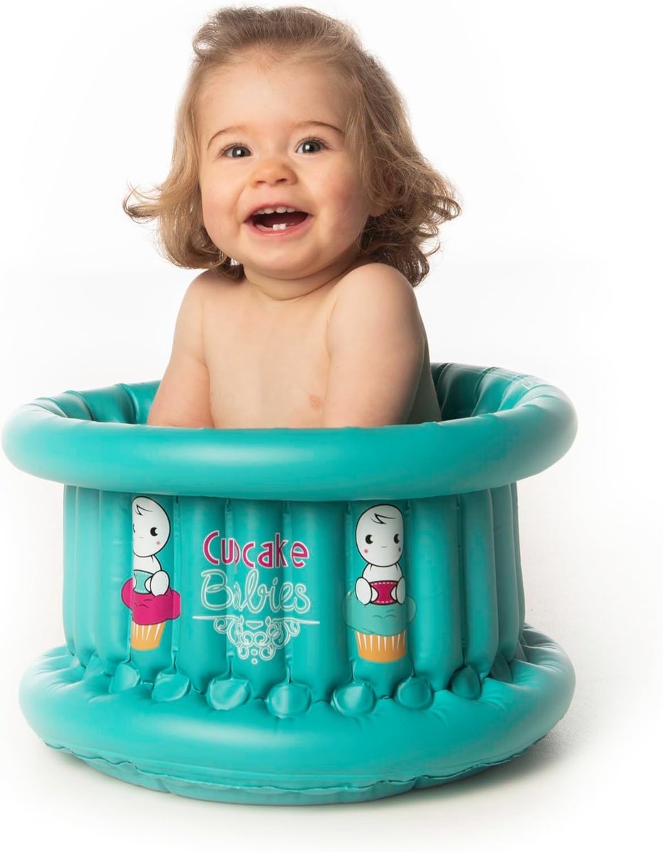 SnelShoppen - Kleine Opblaasbare Badkuip voor Baby's en Peuters tot 12 Maanden, Indoor en Outdoor Gebruik, Diameter 35 cm x 22 cm, Turquoise