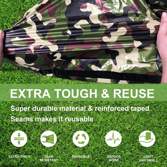 SnelShoppen - Survival Slaapzak voor 2 Persoon met Balaclava en Extra Grote Nooddeken - Herbruikbaar voor Camping en Hiking - 2 Pack — afbeelding 2