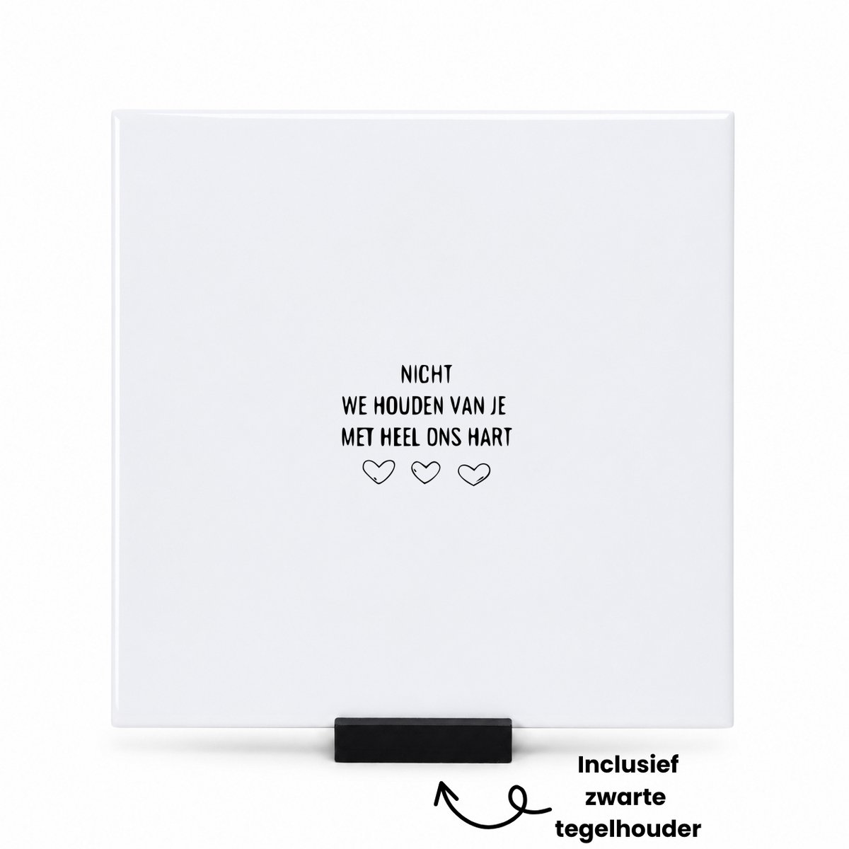 Hacebo nicht we houden van je met heel ons hart tegeltje met tegelhouder - de liefste nicht - tegeltjes met tekst - cadeautje - verjaardagscadeau - verjaardag - cadeau voor nicht - cadeau - kado - geschenk - gift - spreuktegels - 15x15 CM Wit