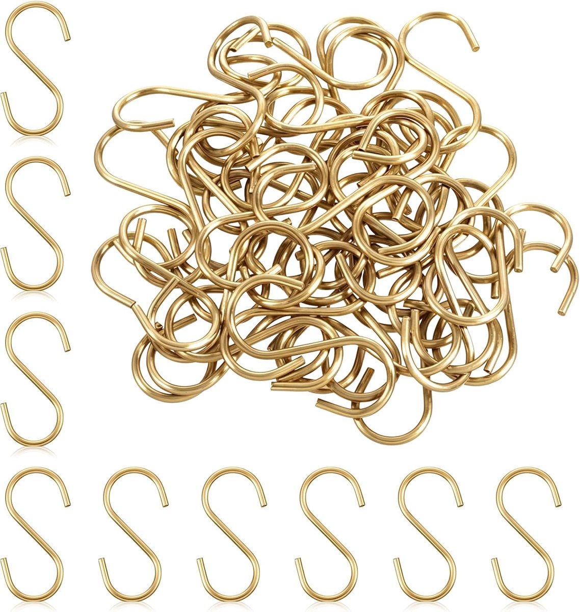 Metalen S-haken - Ophanghaken - Organiseren van spullen - Robuust en duurzaam - 48 stuks - Goud