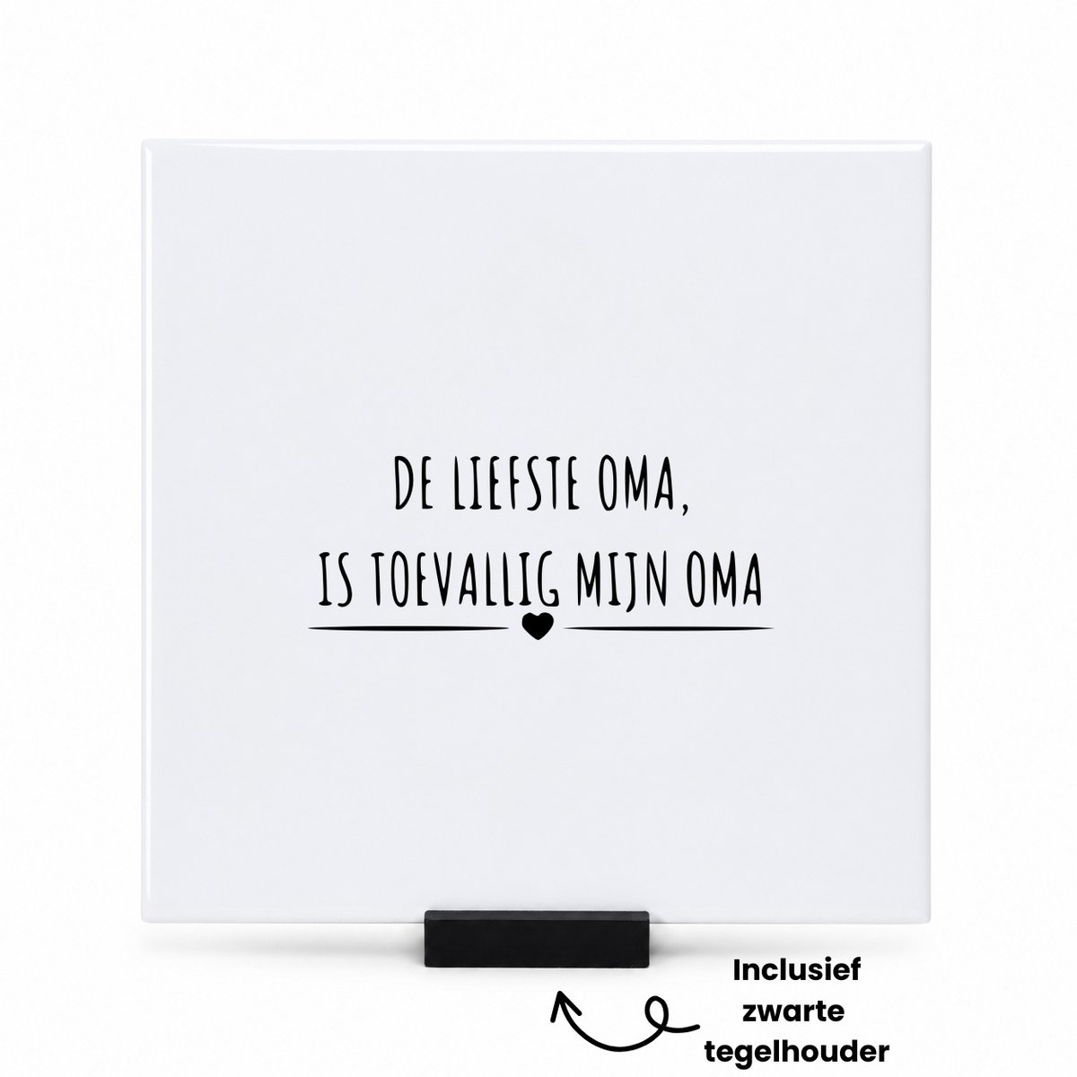 Hacebo De liefste oma is toevallig mijn oma tegeltje met tegelhouder - Oma - cadeau oma - tegeltjes met tekst - Leuk cadeau voor je oma om te geven - verjaardag oma - spreuktegels - 15x15 CM Wit