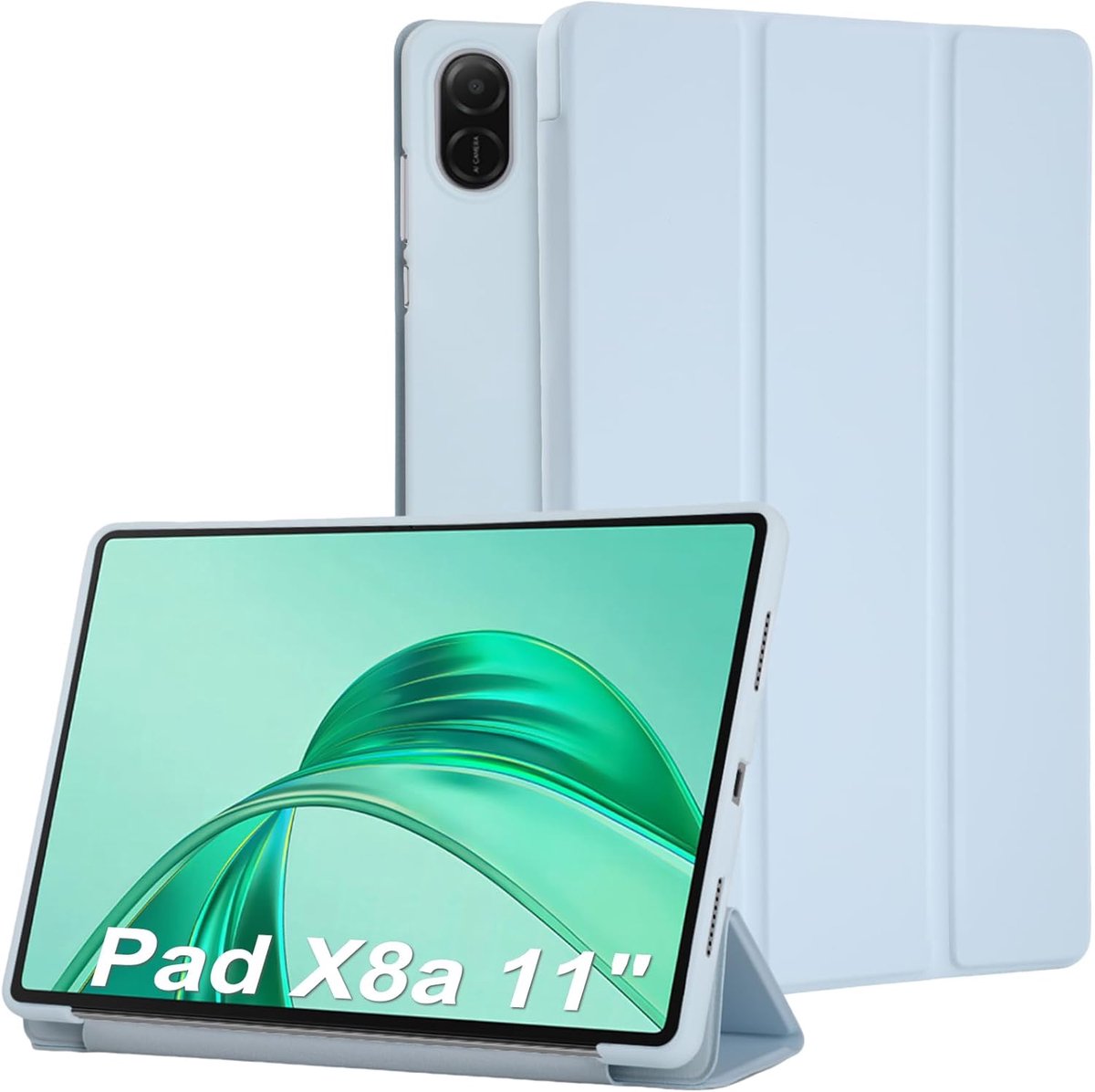 SnelShoppen - Slim Smart Folio Trifold Stand Tablet Hoes voor 11 inch Honor Pad X8a - Auto/Slaap Functie - Lichtblauw PU Leer - Volledige Bescherming