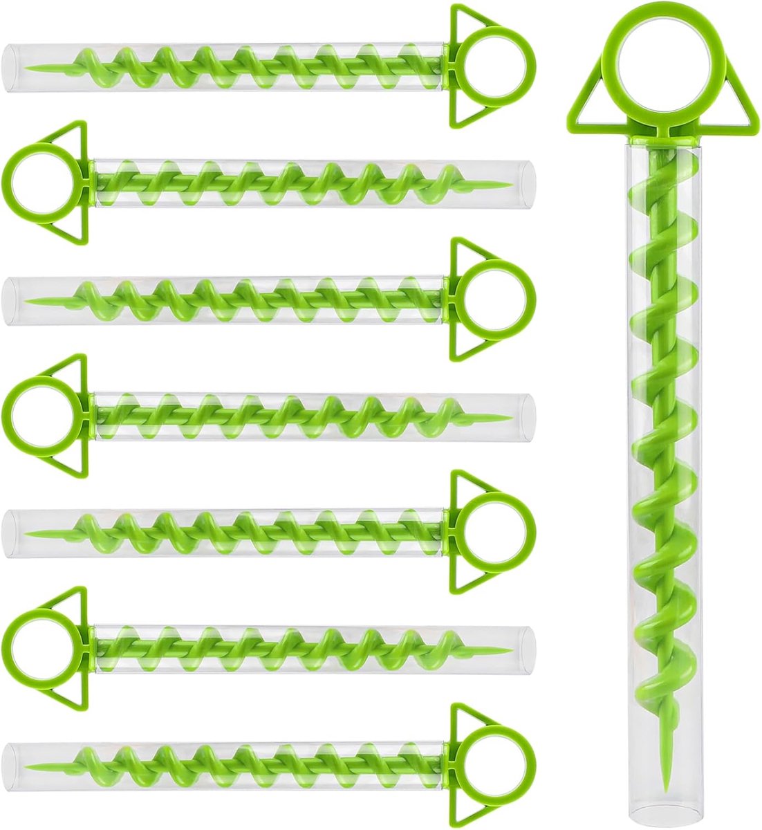 SnelShoppen - 8 x Tentankers, Plastic Sandpegs 29 cm, Lichtgewicht Grondankers voor Camping, Strand, Trampoline, Inclusief 8 Transparante Buizen