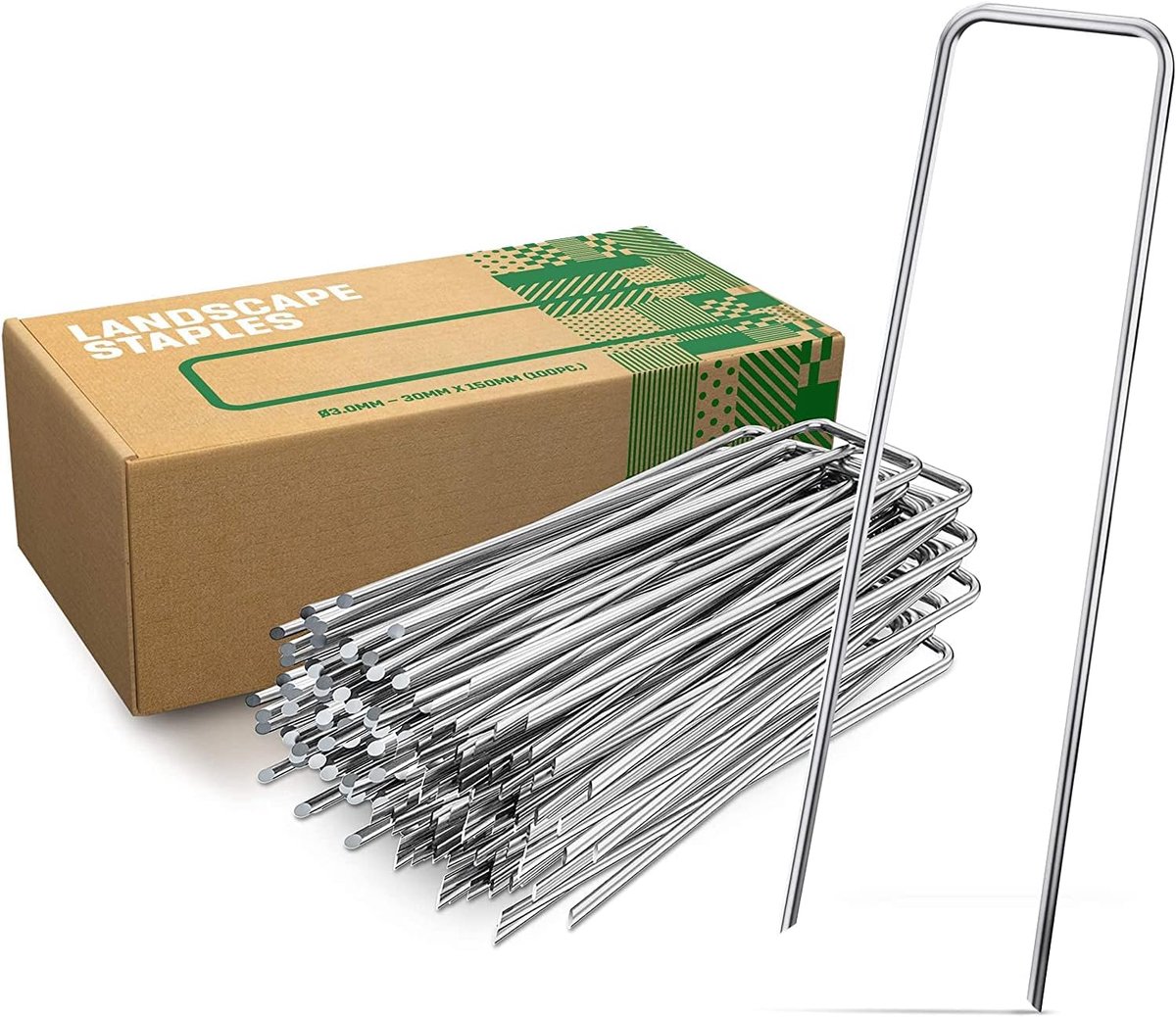 SnelShoppen - Ground Anchors/Pegs Anti-Rust - 100 Stuks - RVS & Gegalvaniseerde Grondankers voor Fixatie - 150mm 25mm Ø2.8mm - Grondpinnen/Grondhaken