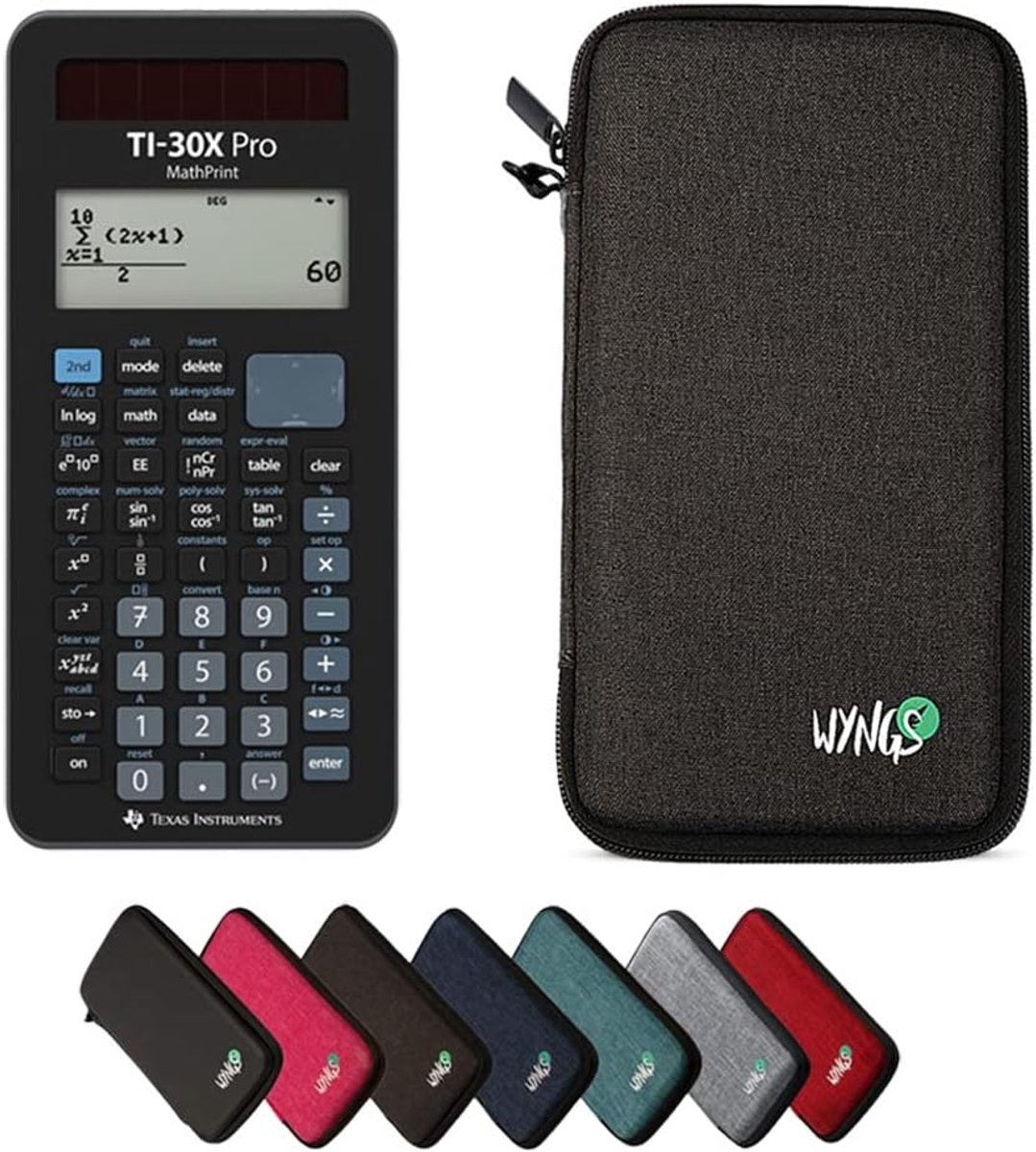 SnelShoppen - Wetenschappelijke rekenmachine TI-30X Pro MathPrint met beschermcase - Perfect voor school, universiteit en kantoor - Donkergrijs - Basi