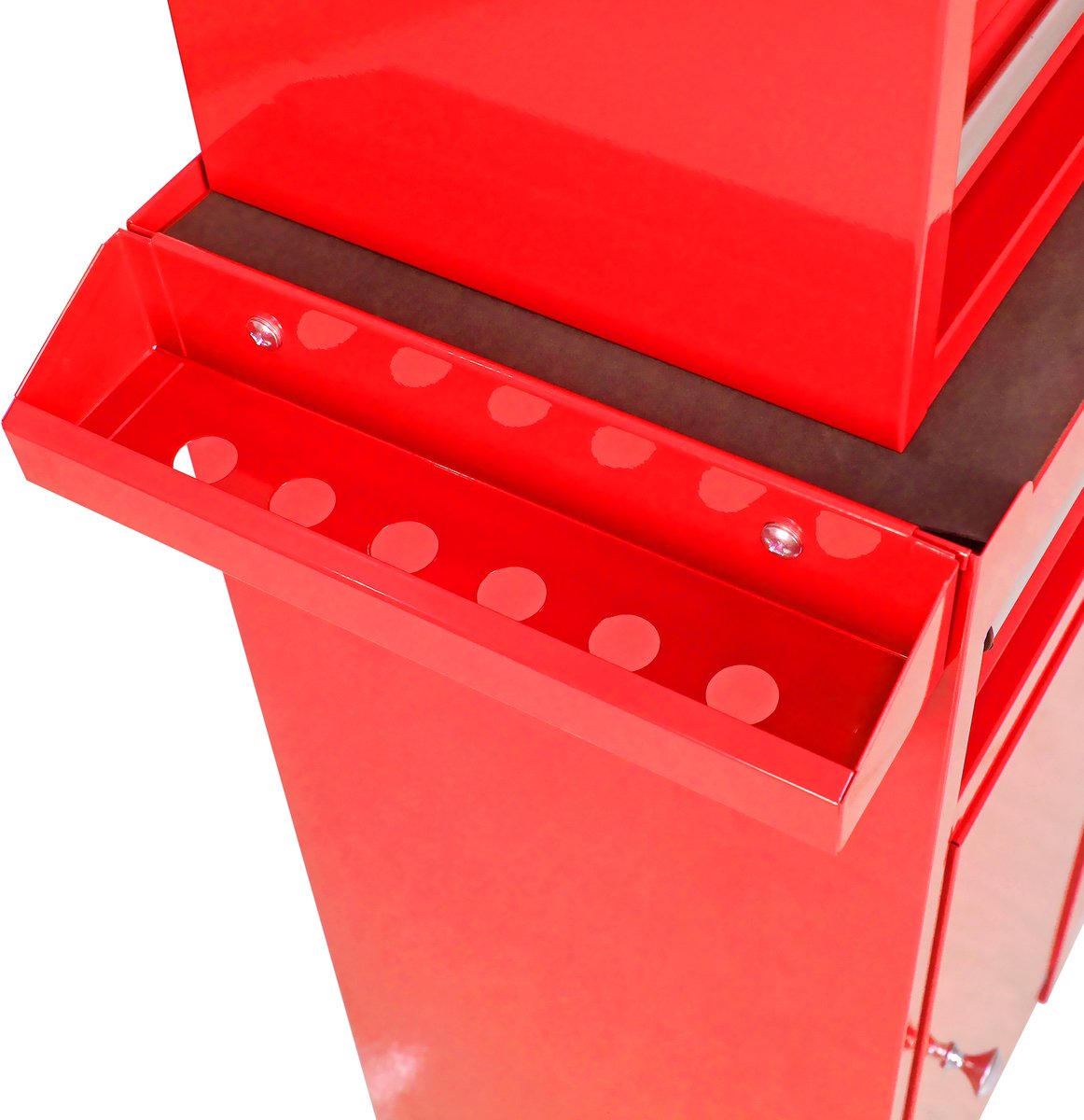 DESMIU Gereedschapskar – 58,5 x 28 x 102 cm – Met Wielen En 5 Lades – Staal – Rood – Verstelbaar Schap Voor Garage En Werkplaats