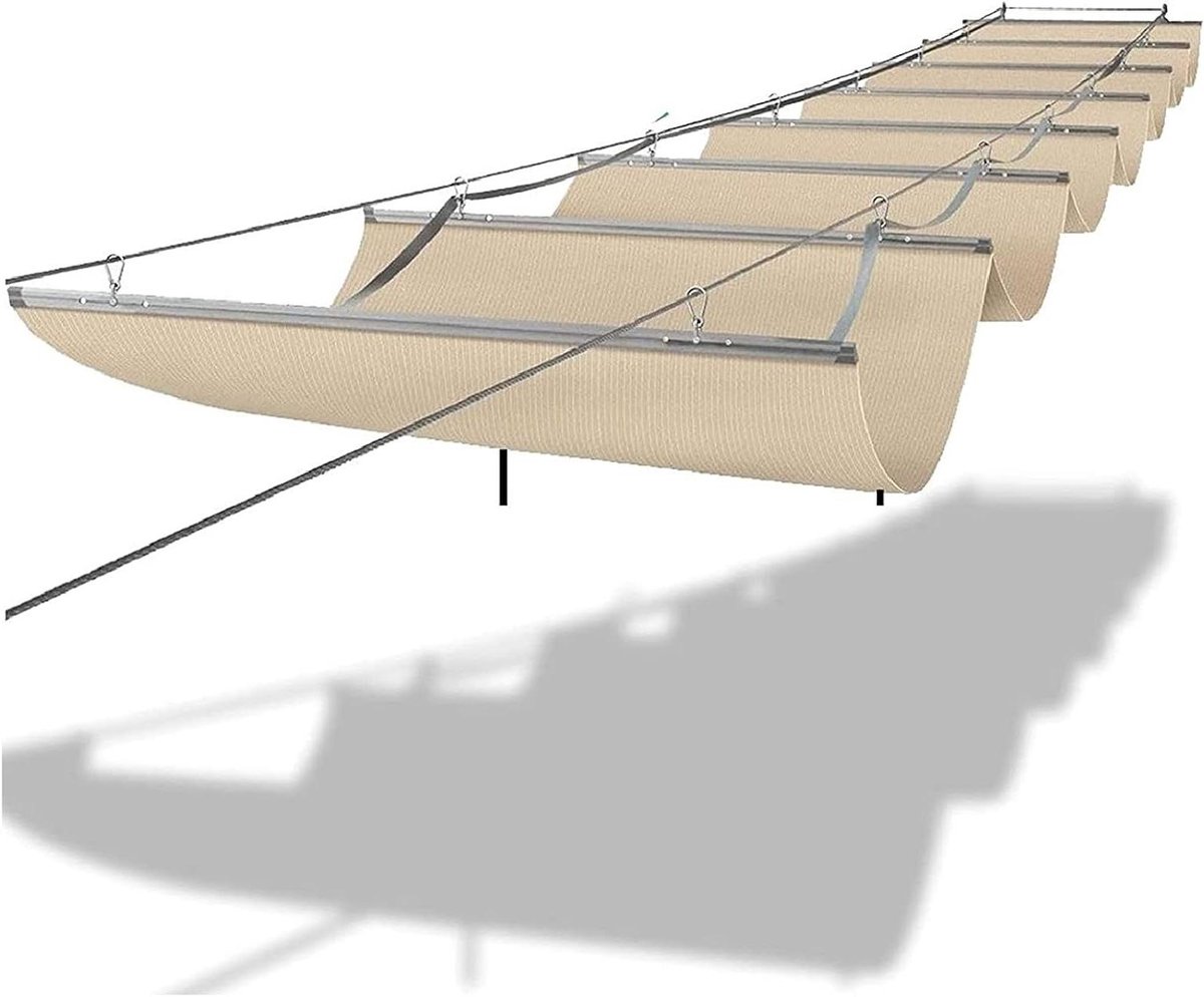 Zonnescherm Zeil - Intrekbaar Schaduwdoek - Terras Beschermen - U-vormige Schuifrol - 1.3x3m - Beige