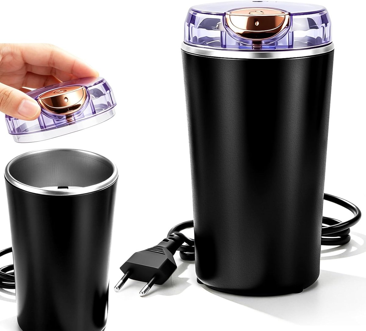 Thijox - Elektrische Koffiemolen 250W voor Koffiebonen en Specerijen, Roestvrijstalen Mes, Veiligheidsdeksel, Ideaal voor Noten en Specerijen in Keuke