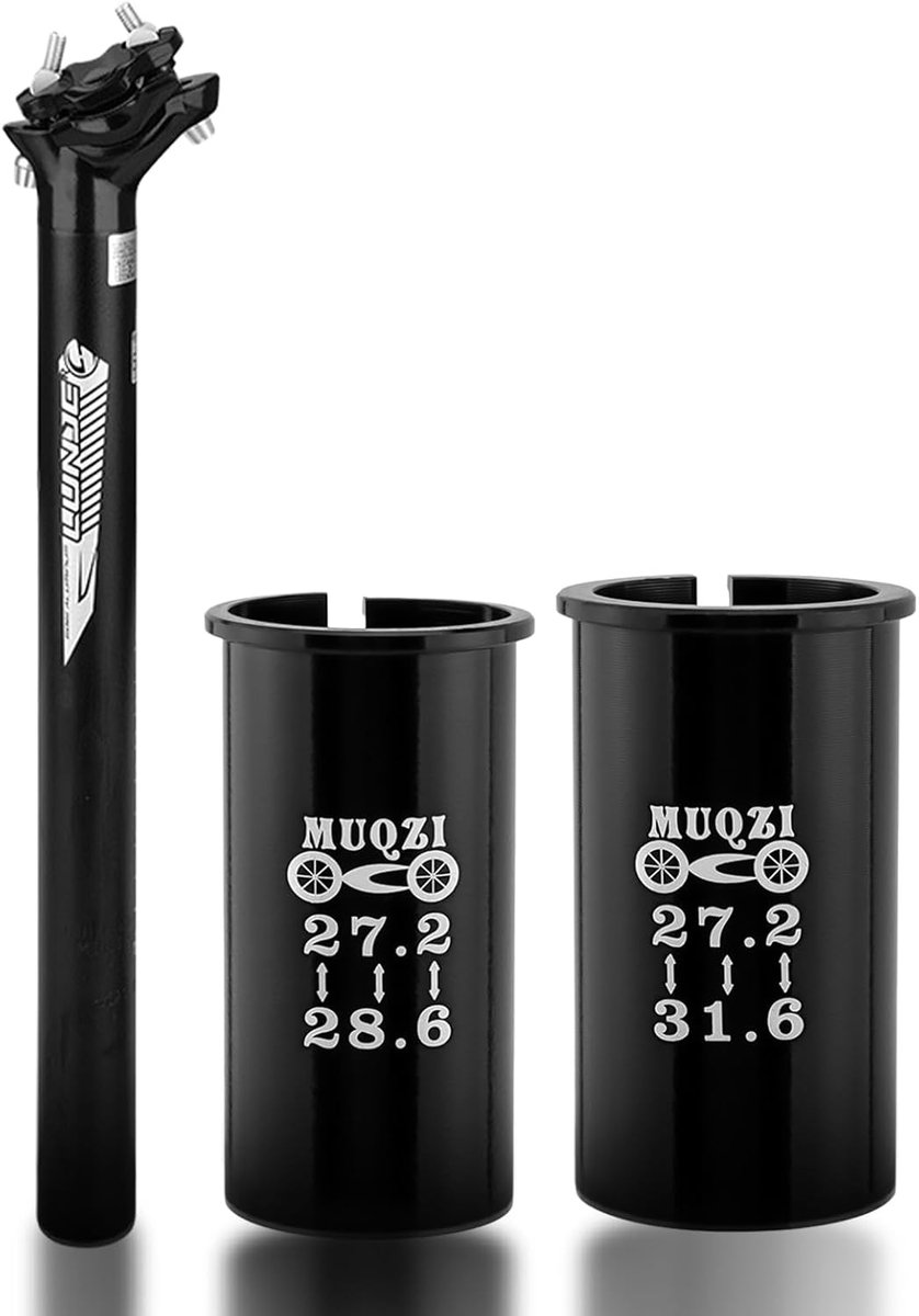SnelShoppen - Geveerde Fietszadelpen 27,2 mm x 350 mm, Lichtgewicht Aluminiumlegering met 2 Afstandshulzen, Voor Mountainbike en Trekkingfiets