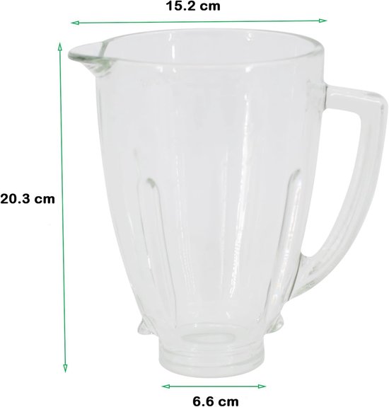 SnelShoppen - Mixer Onderdelen Set 8-Delig voor 6 Cups Blender, Glazen Vaat met IJsblad en Deksel, Perfect voor Keuken, Smoothies en Soepen — afbeelding 2