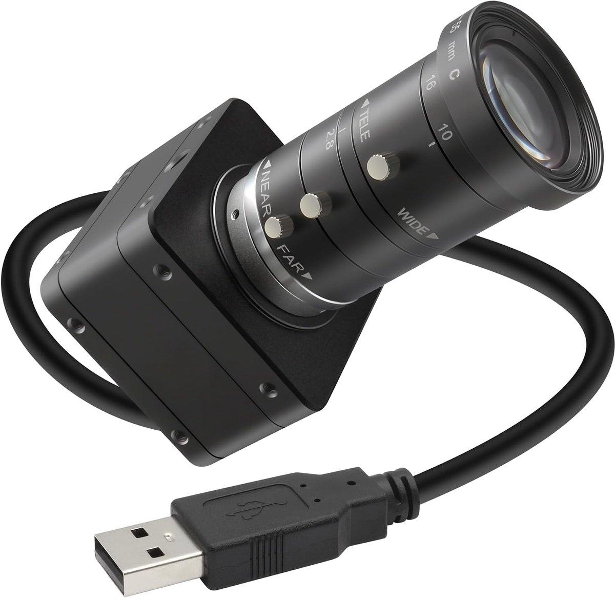 SnelShoppen - USB 3.0 Camera 1080p/230fps, 4K/60fps, 12MP Webcam met 10-55mm CS Mount Lens, Handmatige Focus voor Windows, Linux, Mac en Android