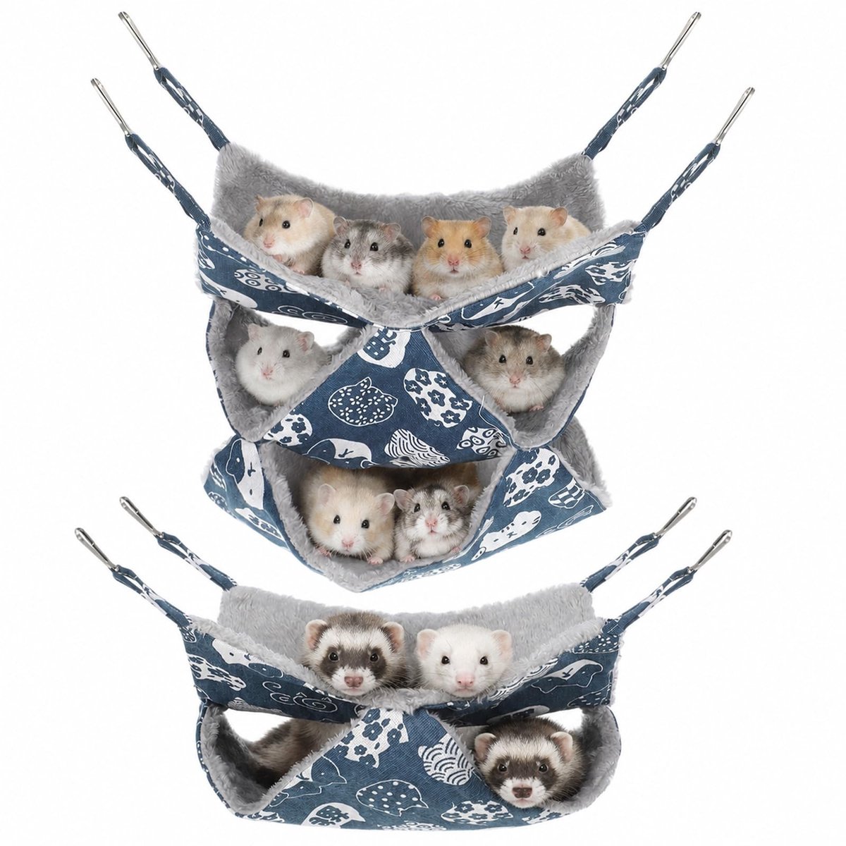 Solidchoice - 2 Stuks Zachte Hangmatten voor Kleine Dieren, 27 x 27 cm, Blauw