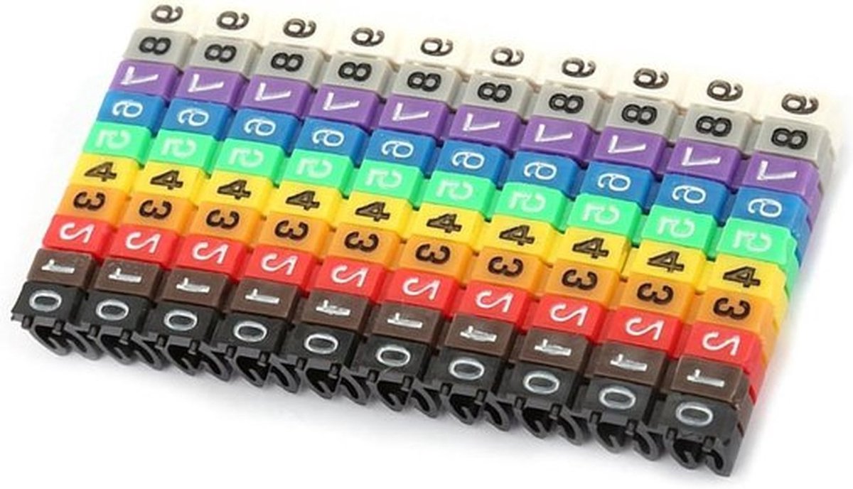 Kabelmarkering - Draadlabel - Plastic - Nummer - Set - Kabel - In doos - Digitaal - Geschikt voor draad - Kleurrijk - Clip-on Draadlabelbuis (100 stuks)