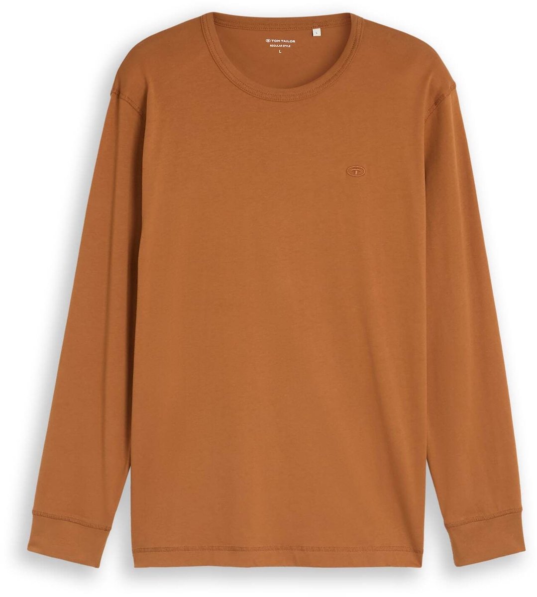 Tom Tailor - Basic katoenen shirt met lange mouwen - Maat S - bright camel brown
