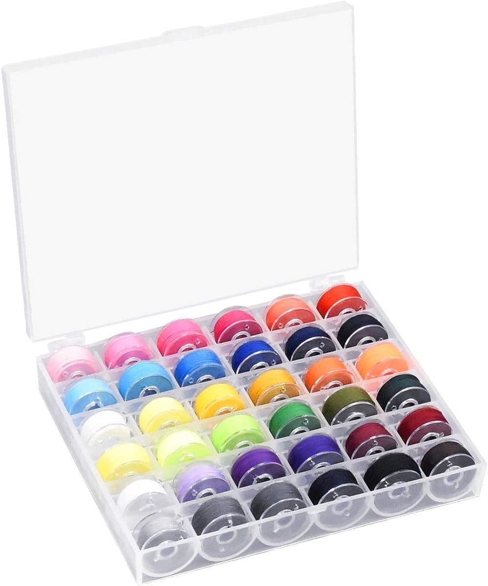 36 Stuks Voorgeweven Naaimachine Spoelen met Opbergdoos - Assortiment van Kleuren voor Naaien, Quilten en Borduren