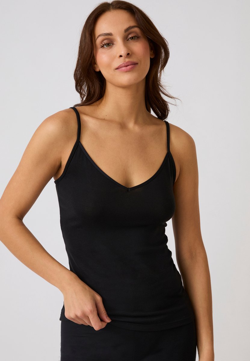 Damart - Thermolactyl Sensitive hemdje met biaisafwerking - Dames - Zwart - 42-44 (M)